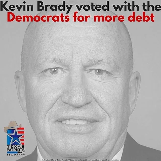 In October of 2015, a small minority of Republicans joined with all of the Democrats to vote to raise the debt ceiling. One of these Republicans was Kevin Brady. LIKE and SHARE if you think our national debt is dangerous! We cannot keep kicking the can down the road and saddle our children and grandchildren with debt. Vote for Steve Toth for Congress today! #DefeatKevinBrady #VoteforToth #thewoodlands #thewoodlandstx #lakeconroe
More information on this vote: http://bit.ly/1mRloGK
More information on this race: http://www.texaspatriotspac.com/steve-toth