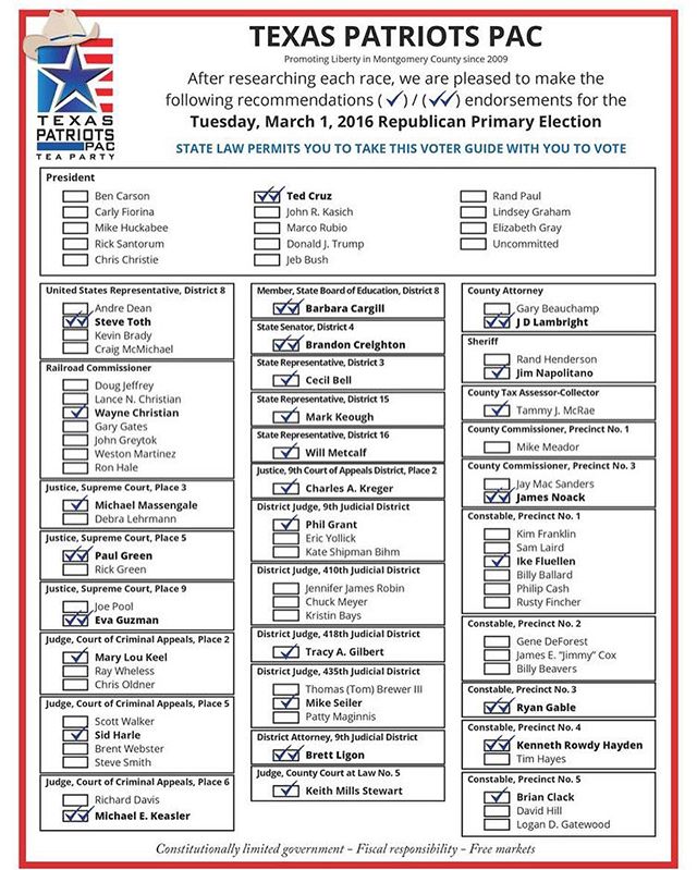 Montgomery county residents: here is our official voter guide. Polls are open 7 - 7 this week! Go vote! (Be sure to bring a paper copy as the election judges do not allow you to look at your phone in the voting booth.) #thewoodlands #thewoodlandstx #