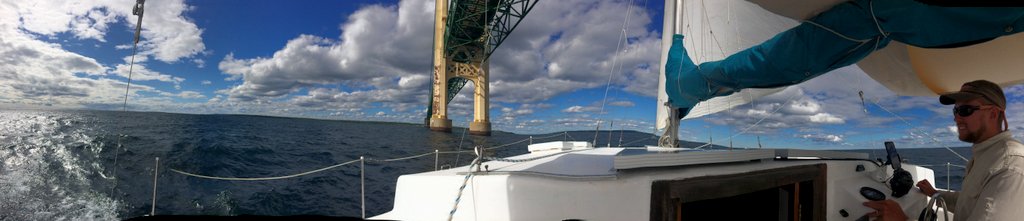 Sailing beneath the Mackinac Bridge!