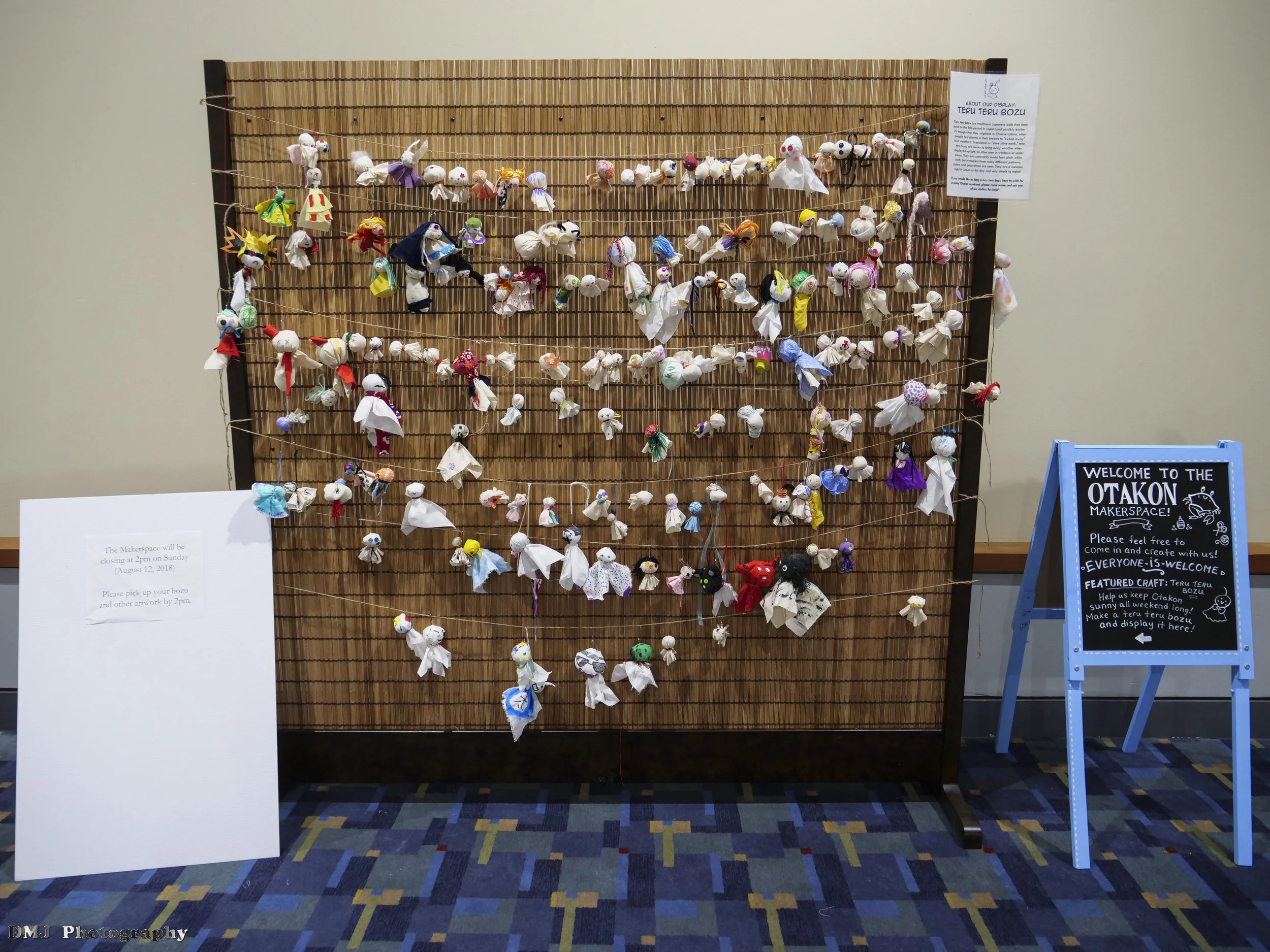 Hand-made teru teru bozu charms to keep the rain away