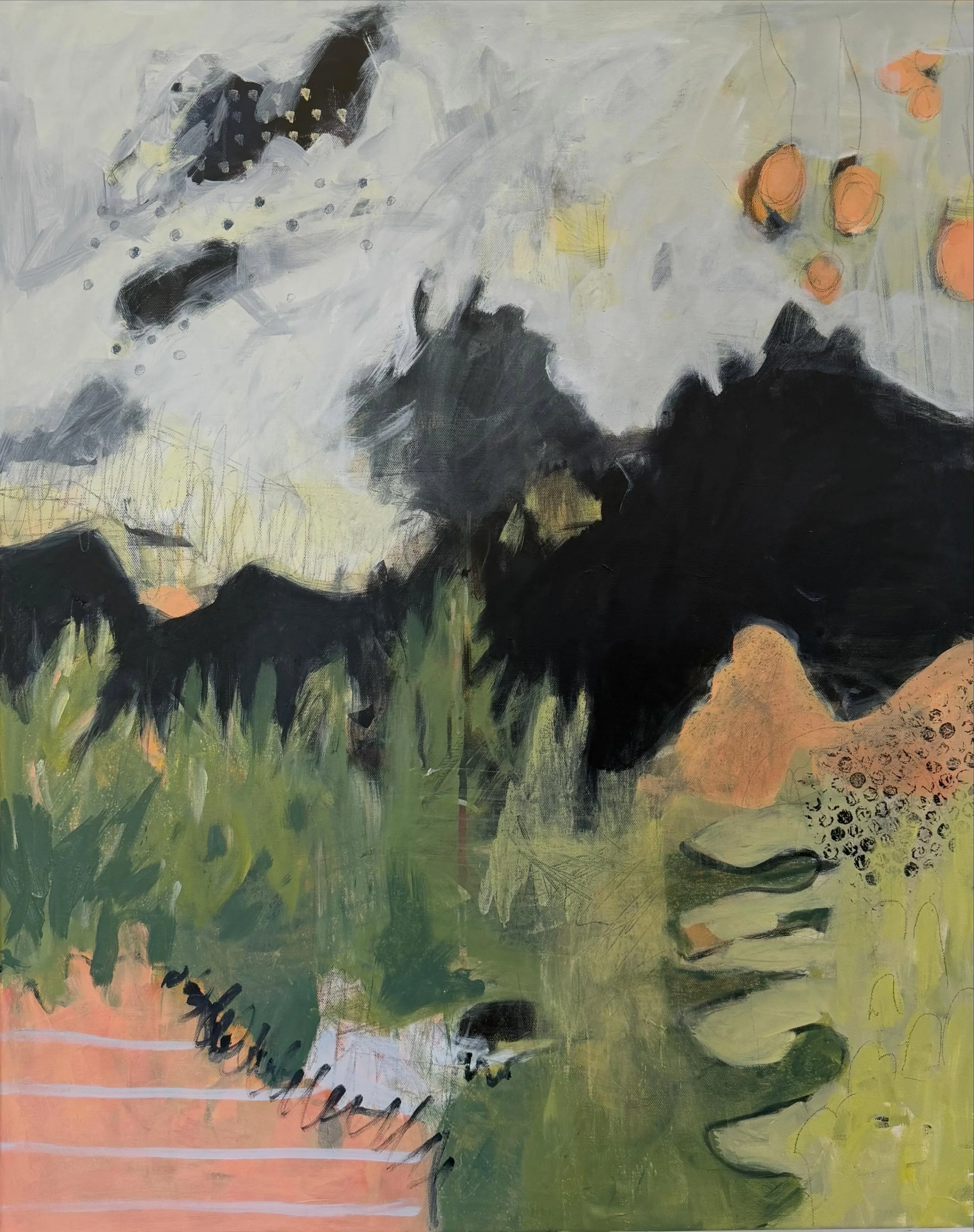 I left these two paintings at home to simmer a bit before the final layers of paint and have made my way east for my 25th reunion! As important as showing up regularly to the canvas is, it&rsquo;s also important to step away and see what insights com