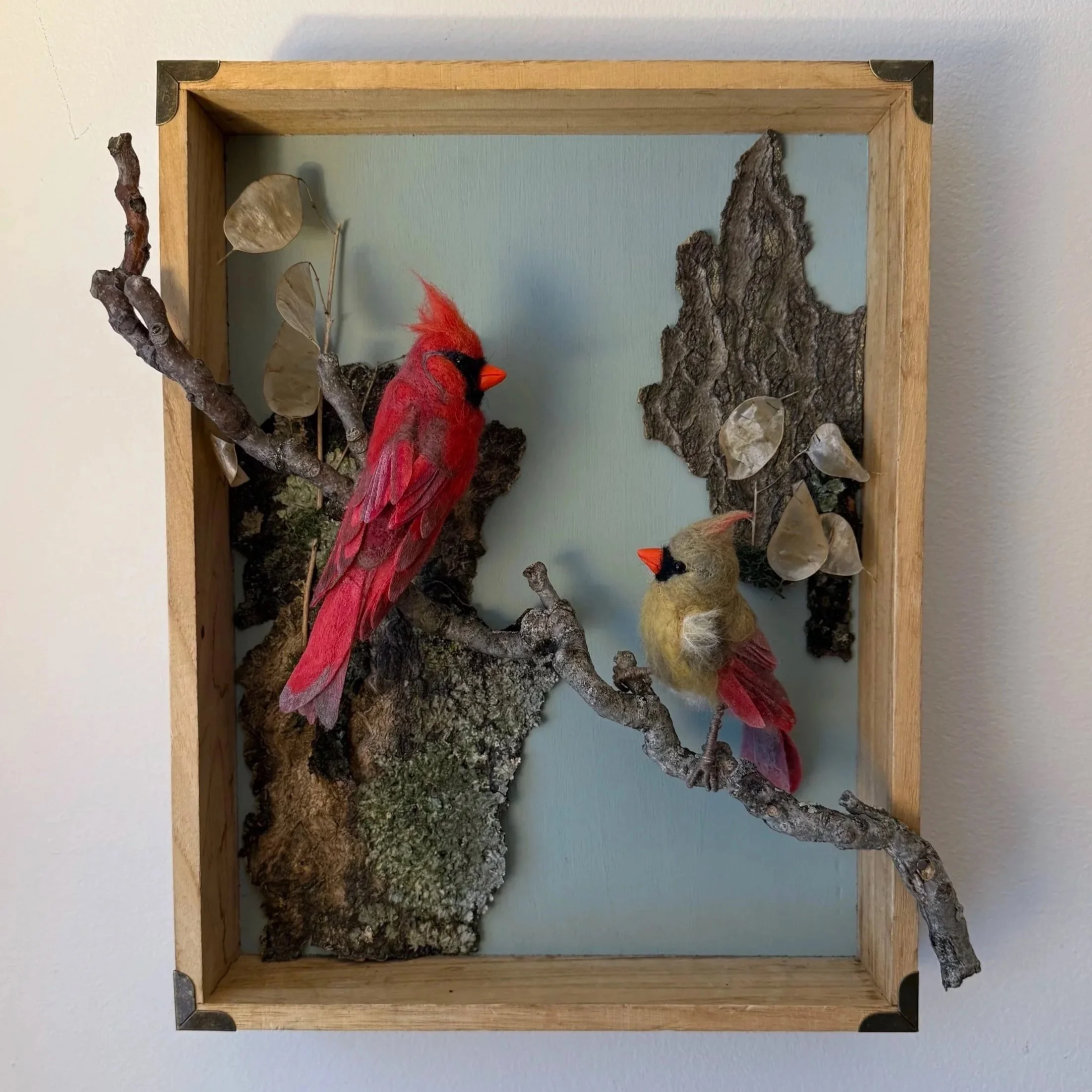 Cardinals – Wool Felted Animals in Frame