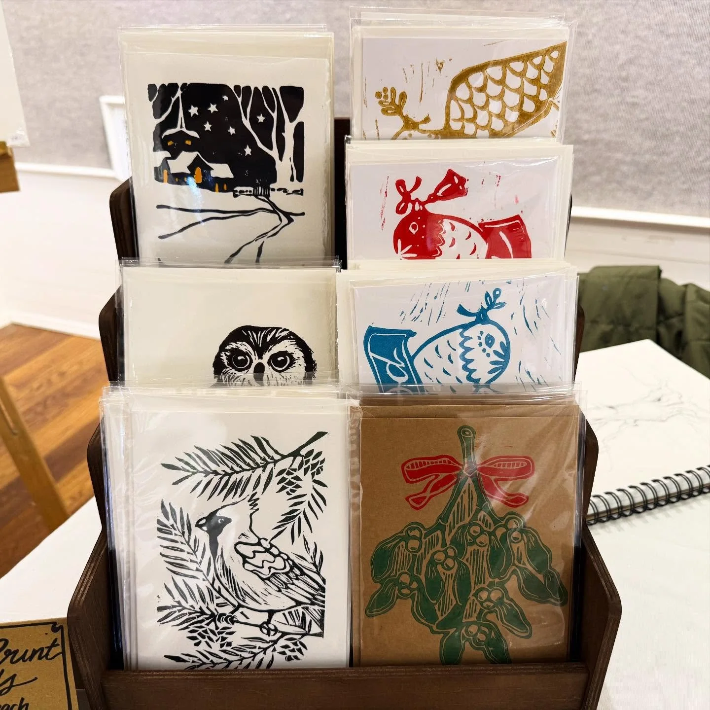 Just a few of the beautiful handmade greeting cards created by @shop.hedgerow for the holiday season. 

Block linocuts carved, printed and packaged by hand.

You can purchase them in person at @thebarnwacculturalcenter through December 22nd, or onlin
