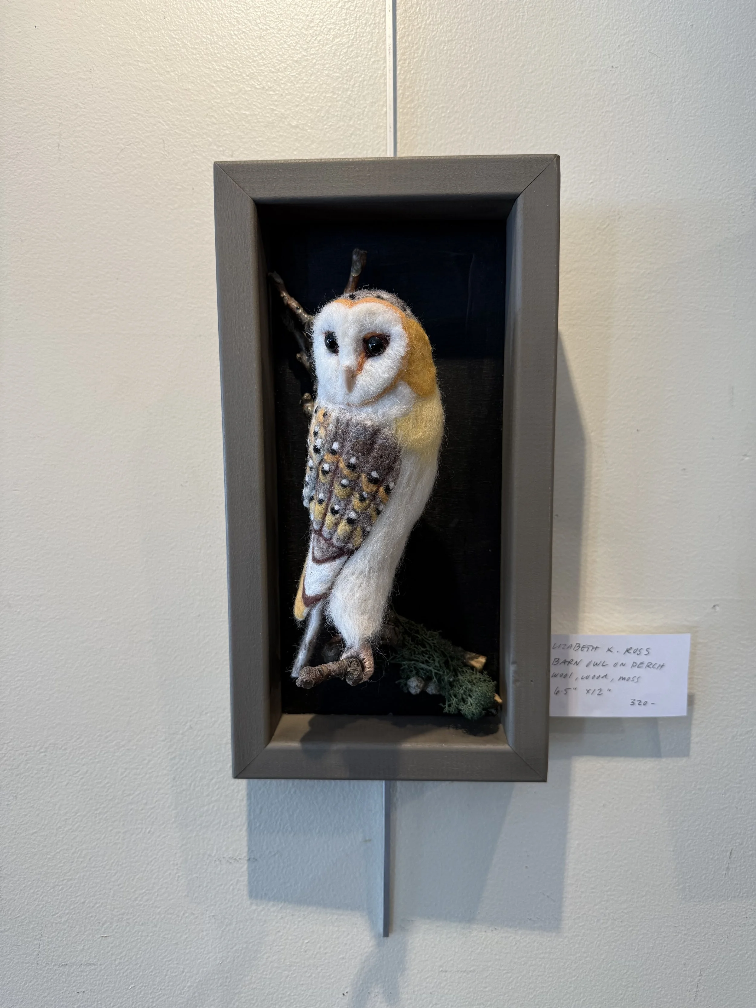 Owl – Wool Felted Animal on Display