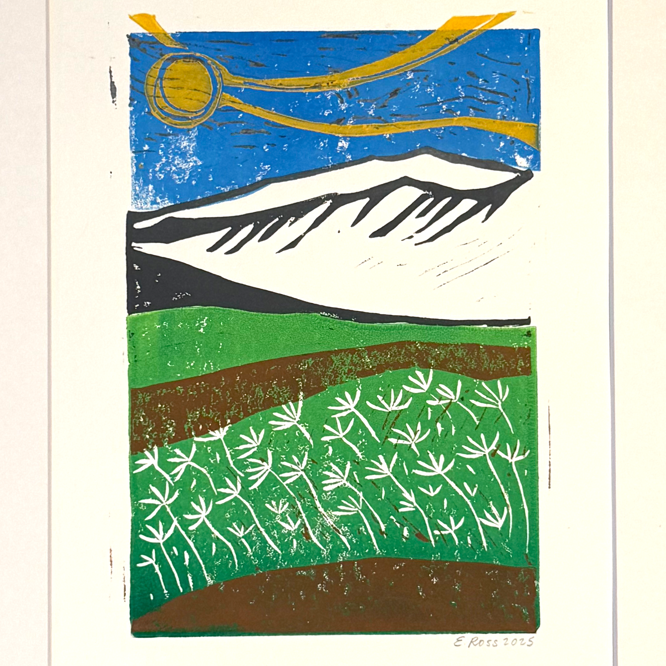 Mountain in Spring – Block Print