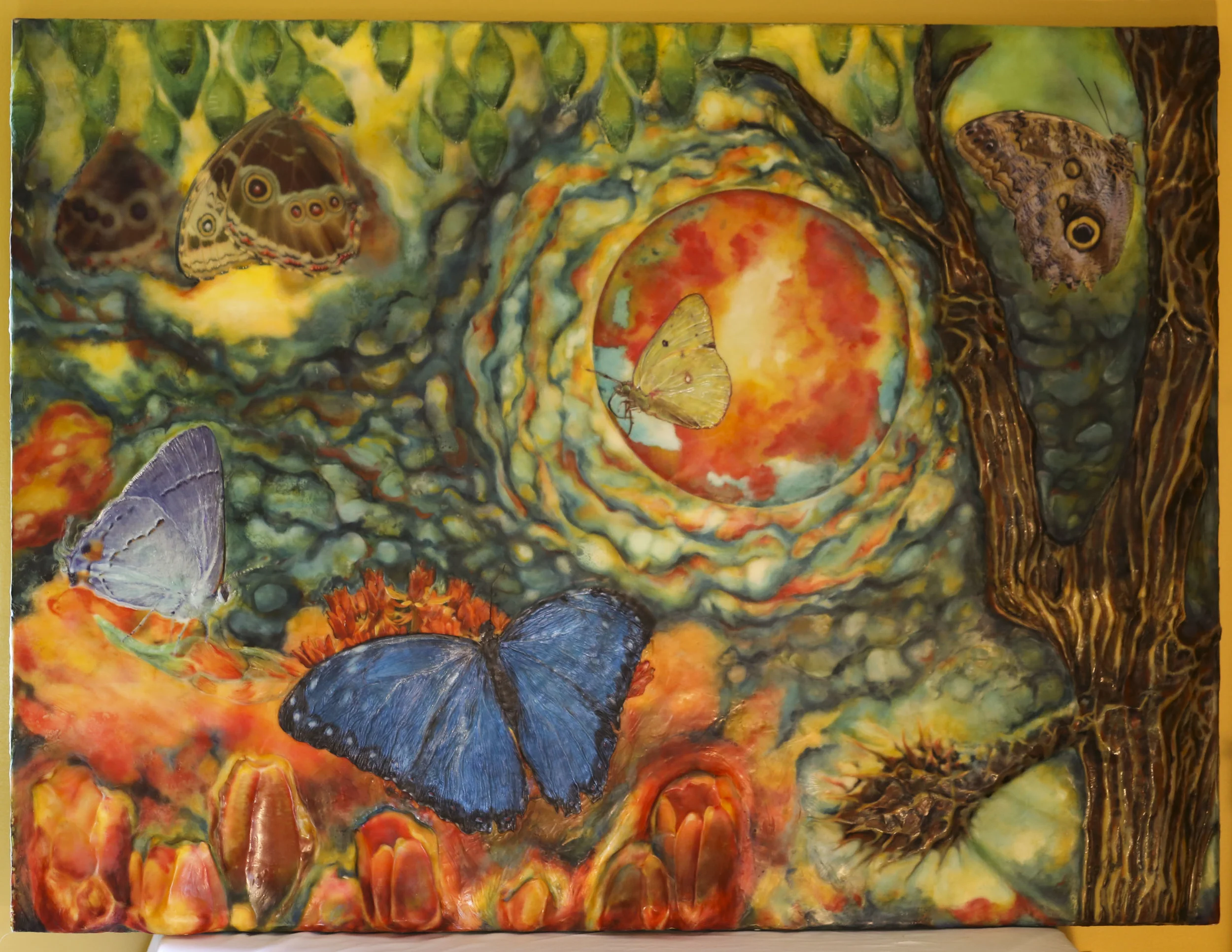 "Seasons of Life" , encaustic, macro photography, pigment