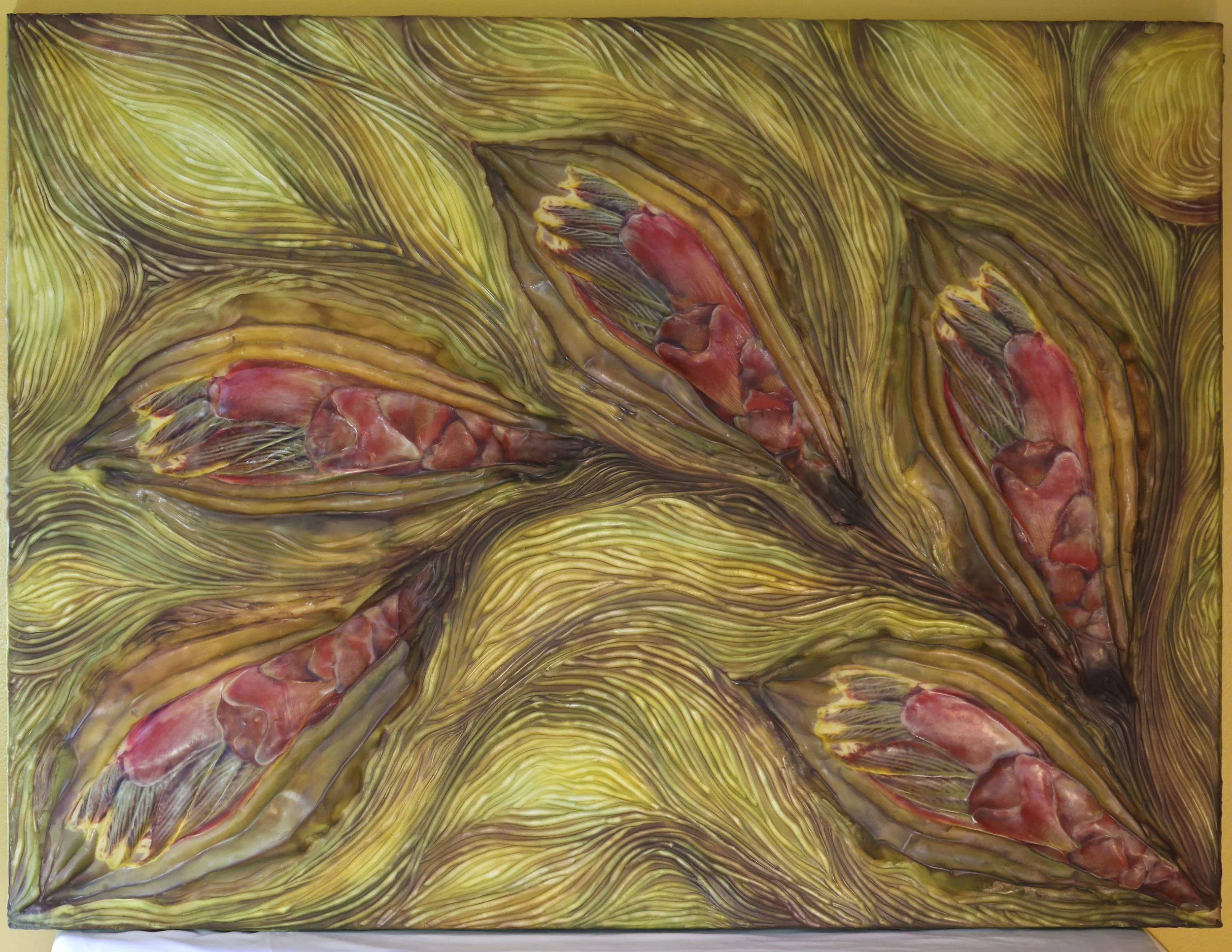 "Potential Awaits" , macro photography, encaustic, pigment