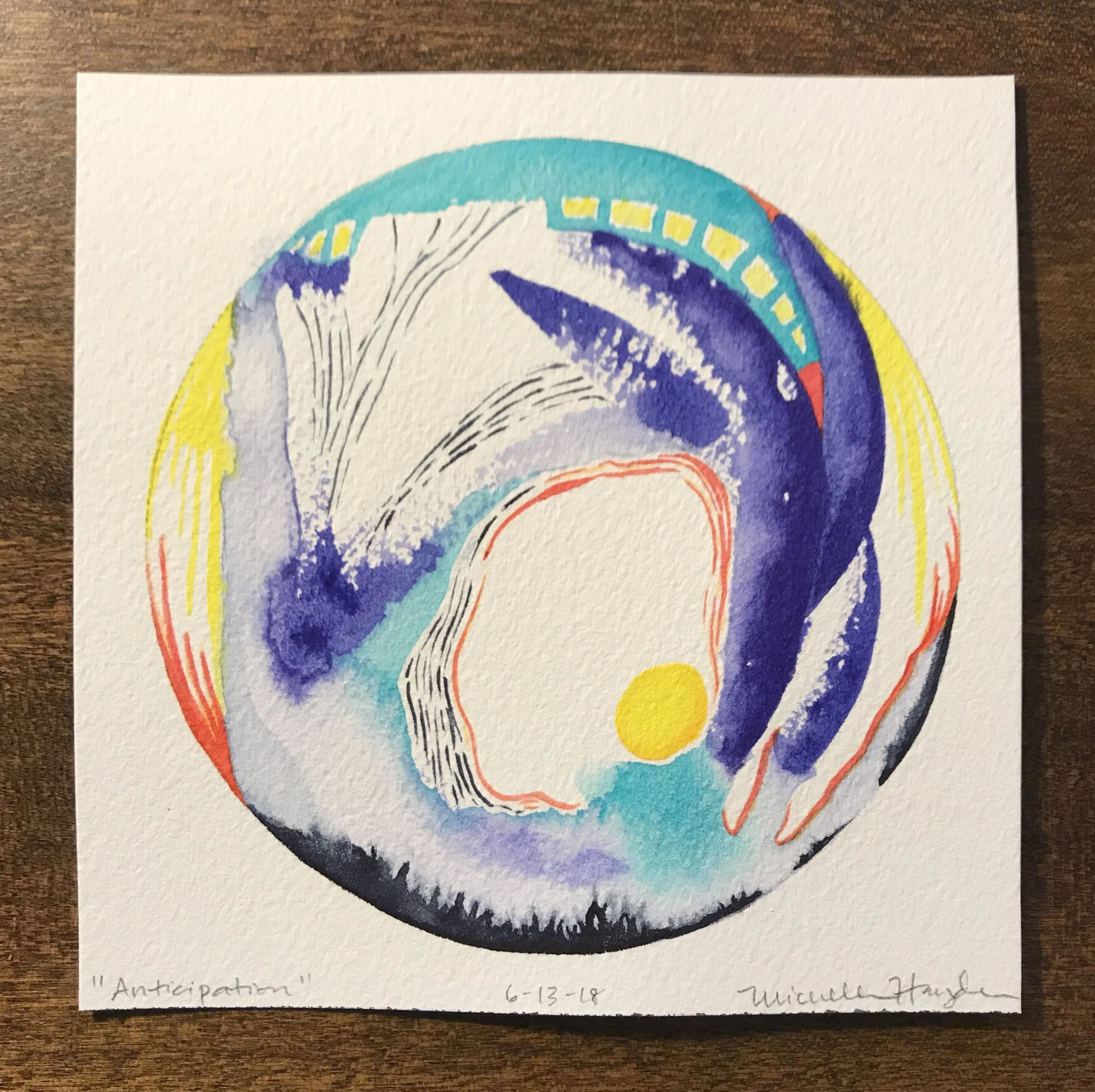 ("This morning my family begins a trek to the ocean, where we will join with fellow homeschooling families @redoaks_explorers to camp. It has been 7 years since our family has been to the ocean together, and I can’t begin to say how ready we are to sink in to this experience. While we are away for the week, I will paint circles at some point in the day, and likely will leave the words behind, making room for the precious moments spent welcoming in the light of dawn on the beach. I will be sending serenity and goodness to you all, and holding space for those that are in need... Have a lovely week! (I am unsure of WiFi availability, so posting may be erratic).")