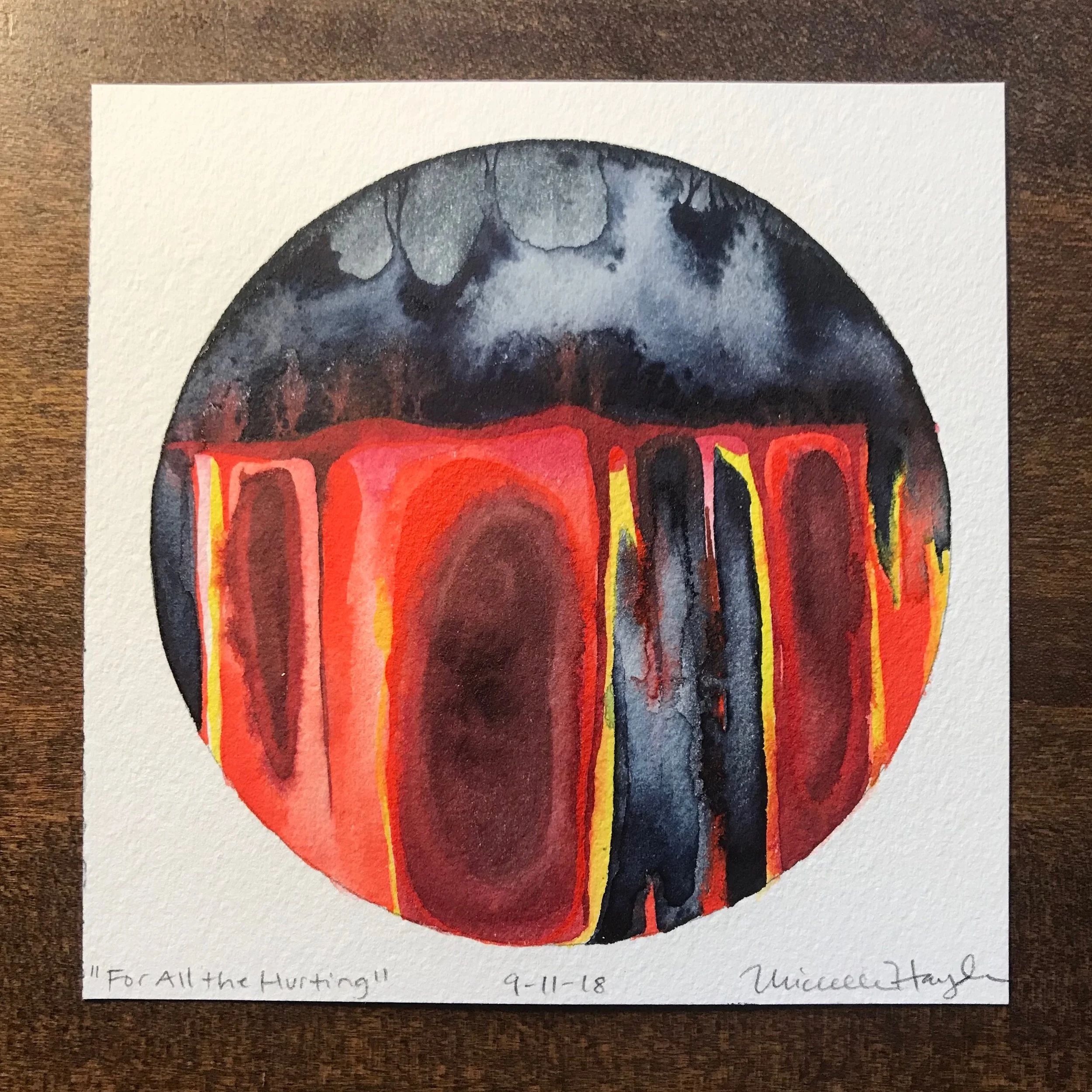 (This morning I painted as I held close in my heart some that I care deeply about that are in pain. It’s an uncomfortable truth that there is nothing to do that can take away the suffering of another, no matter the source (and there are many). The only thing I come back to is to surround them with love and light and open ears as I carry them close in mind and heart. Wishing all who need it slivers of light and the knowing that you are loved... (And certainly, on this tragic anniversary of 9-11, the message here extends to so many...)”)