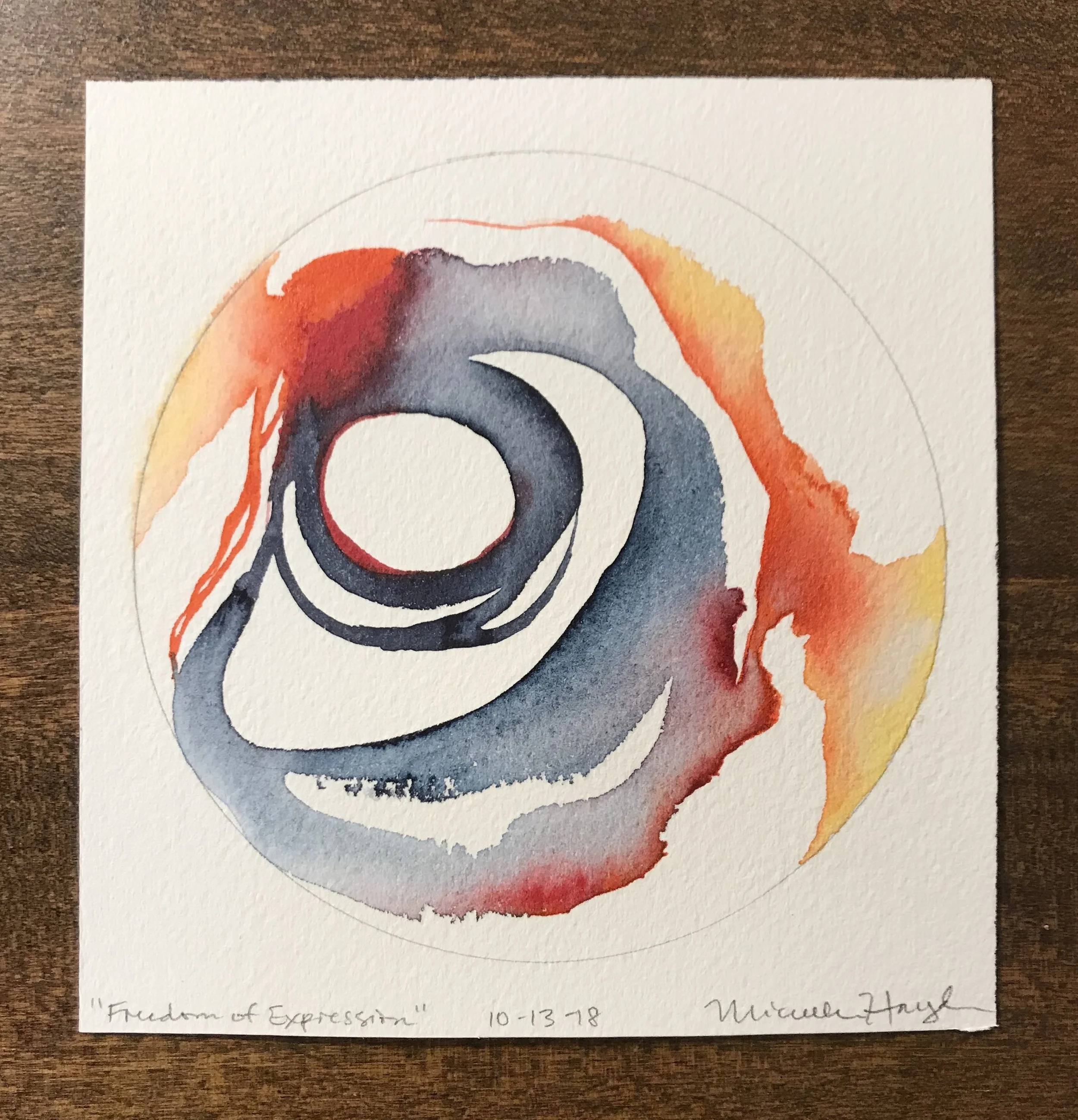 (“As I chose colors to fill this space on yet another day, I reflected on the simple, yet profound, gift of being free to express what I choose to express— a privilege not available to so many in this world. I am grateful for the ability to make art, and to share it publicly. Wishing you all freedom in the ways you most need it...”)