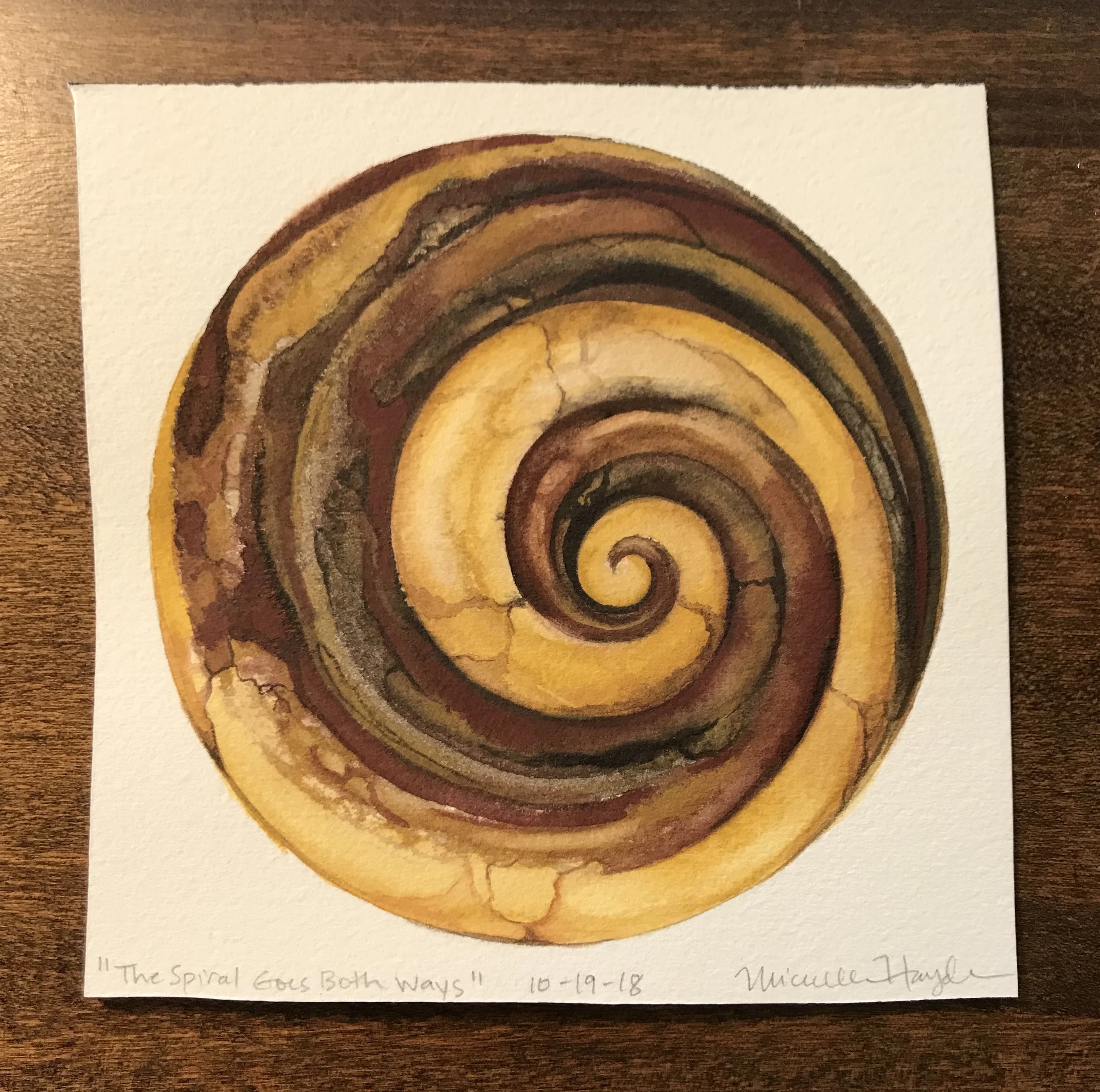 (“Yesterday as I was sitting by the bubbling creek, lost in my thoughts and the patterns of the current as it went by, I was greeted by the rushing up of two girls in our @redoaks_explorers group, urging me to, “Shut your eyes and open your hands!”. Of course, I obliged, not being able to repress the smile at being told what to do with such expectancy and anticipation (both theirs and mine!). My face went into full surprise when I laid eyes on the beauty of a fossil that one of them laid in my hand— a perfect spiral formed in a rock worn smooth by the water. A boy had discovered one two weeks ago that I was amazed by (and not-so-secretly coveting), and I assumed it had been a once in a lifetime find. To see another in my hand was thrilling, but what made it even more special was that it was being gifted to me by this child. I encouraged her to take it for her collection, but to no avail. As we walked alone along a path in the woods later, I told her how much it meant to me, and how I would keep it on my painting desk and send her good thoughts every morning as I reflected on her generous heart and spirit. She shared dear words with me, and I felt such gratitude for this depth and vulnerability of sharing. That is one of my favorite things about homeschooling— we have many opportunities to get to know each others’ kids and have meaningful interactions with them. I deeply appreciate the trust that is built by sharing not only the parenting as we are out in nature, but the nurturing and experiences of discovery and joy. It is a precious gift, and one that truly does go both ways. I hope no matter the stage I am at in life that I stay connected to the energy of children, who make us grow bigger every day...”)