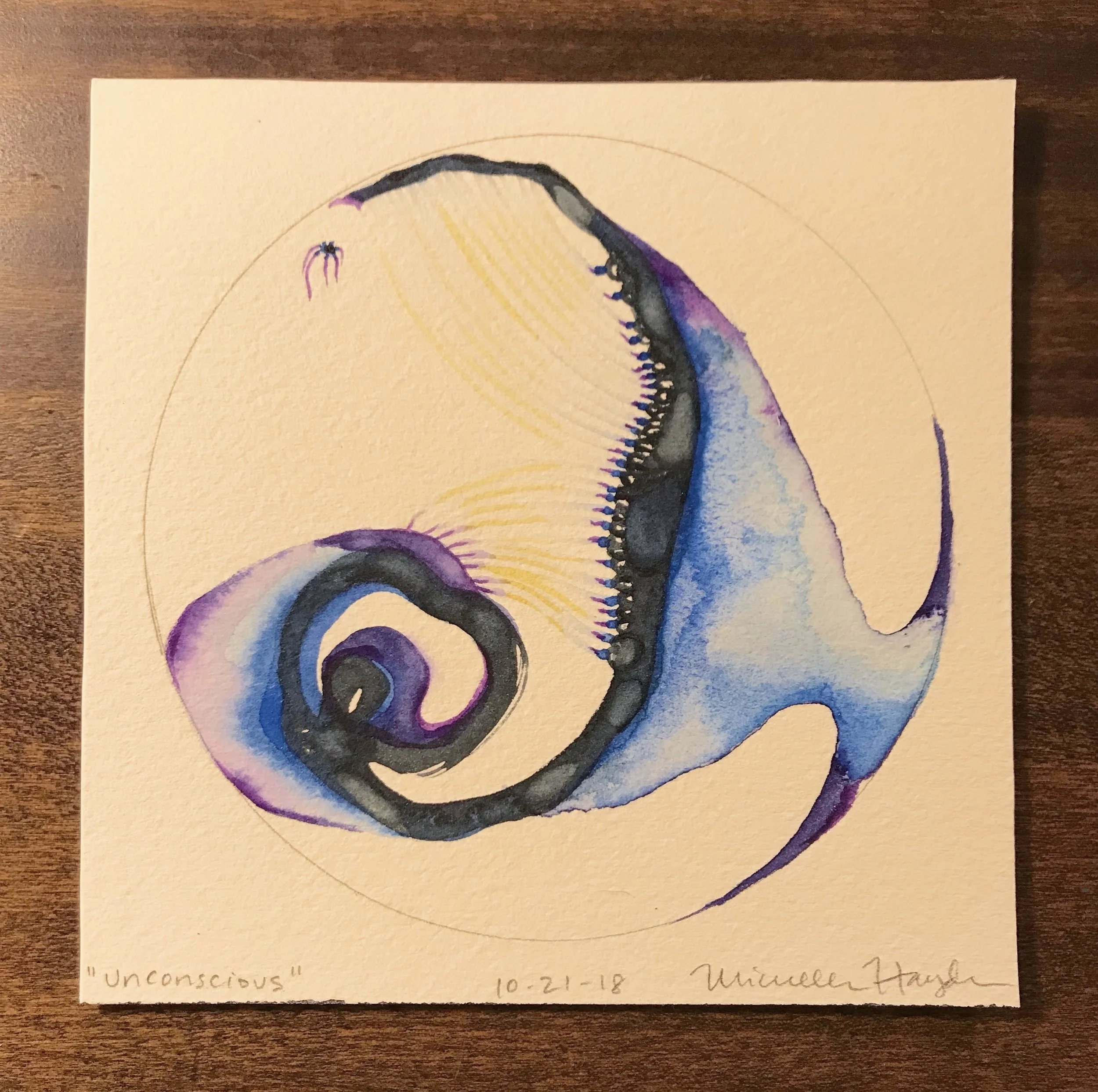 “Some days I think our minds just want to be left alone, free to paint or make things without any intention other than to be. Because I am drawn to finding meaning out of most anything, it is a bit of work to relax and just move my brush, keeping my mind quiet so my hand can be more free. Such a simple thing we can do for ourselves, yet it is challenging to quiet the chatter. I am fascinated by what we bring up from our unconscious to be seen, heard, touched, experienced...”