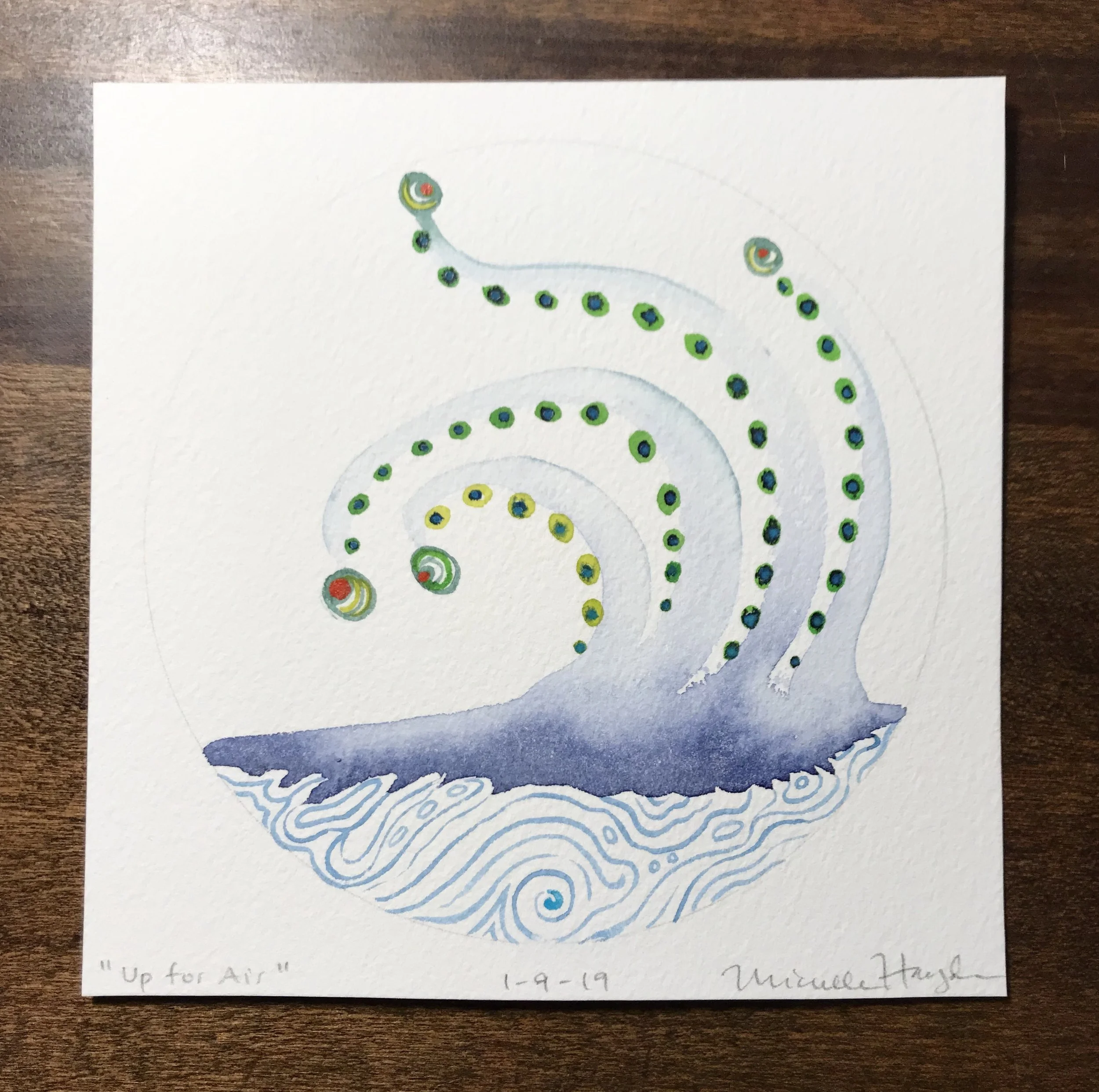 The unconscious comes in handy sometimes... this one arrived to remind me to break through the surface of what surrounds and come up for air. So simple to do, yet difficult to remember in the midst of intense focus and concentration... more lessons in balance!