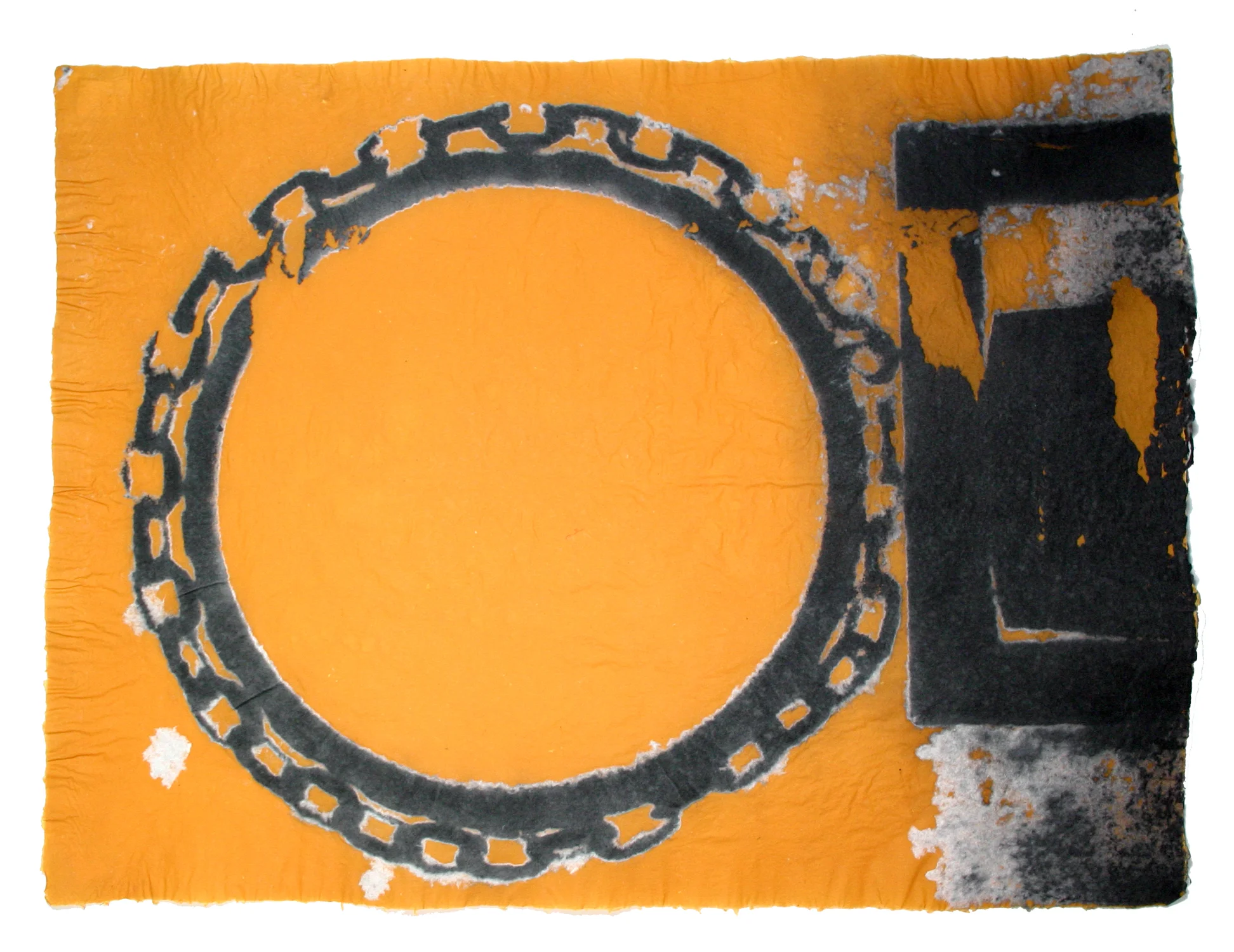   Sud foire , 2006 Cotton blowout on pigmented abaca base sheet 22 x 17 inches 