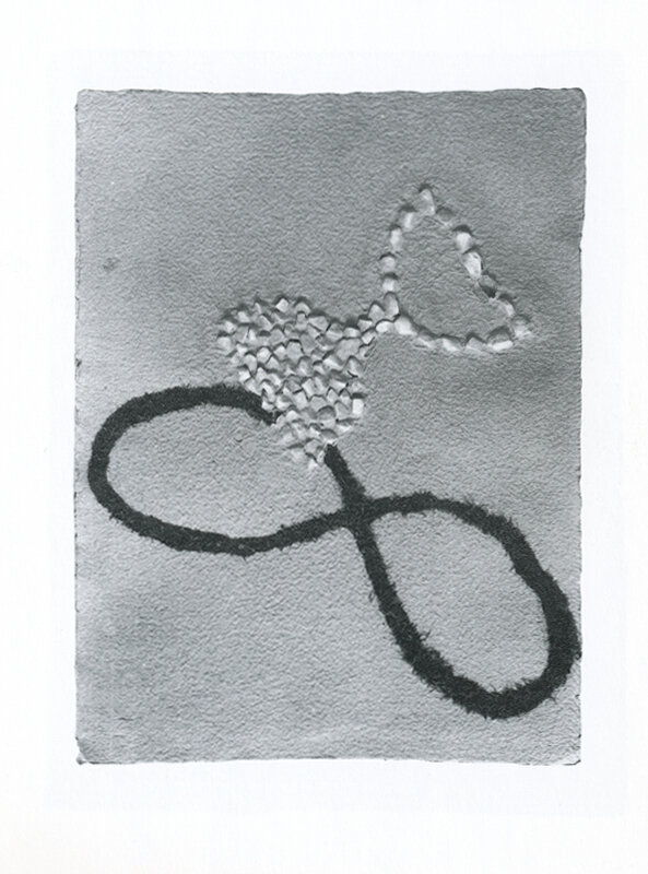   Gloria Williams   Untitled , 1993 Moss on handmade paper imbedded with stones 30 x 24 Inches 