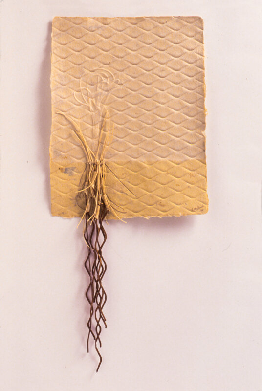   Joyce McDaniel   Ingrained Patterns , 1995 Handmade paper pulp, linen steel 11 x 14 Inches 