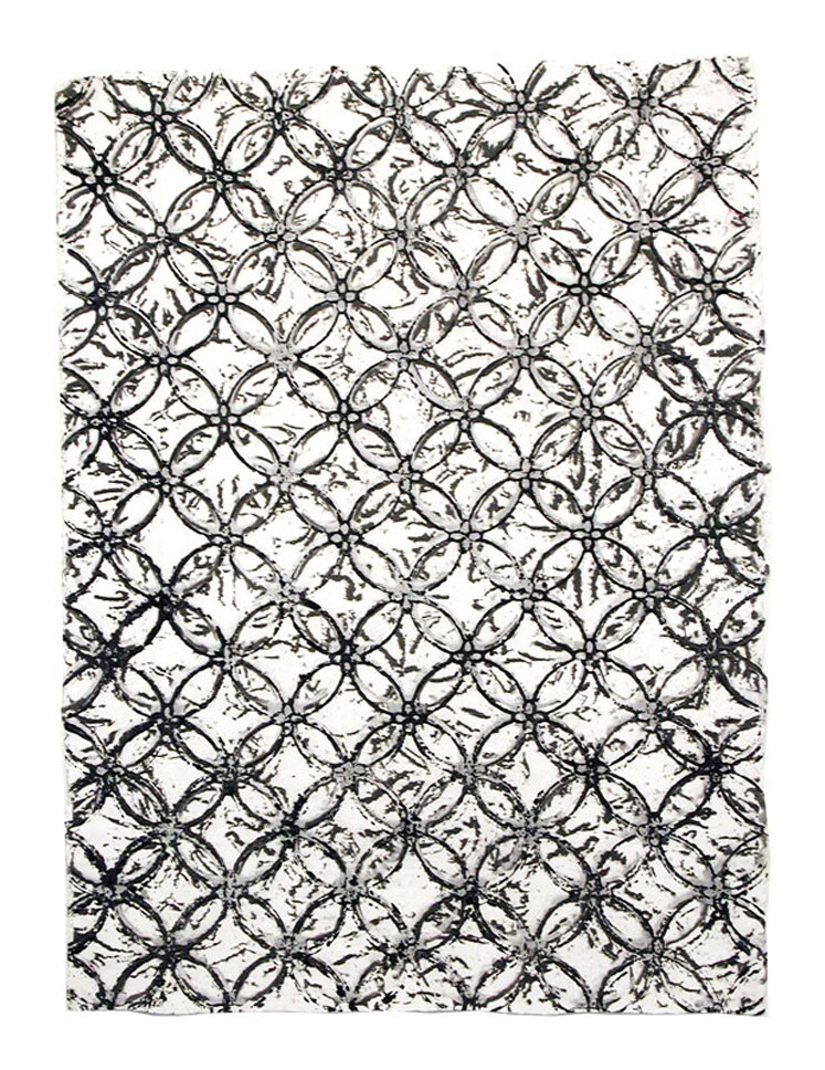   Margaret Lanzetta   Field Plan , 1998 Acrylic on pigmented cotton pulp on cotton 30 x 22 Inches 