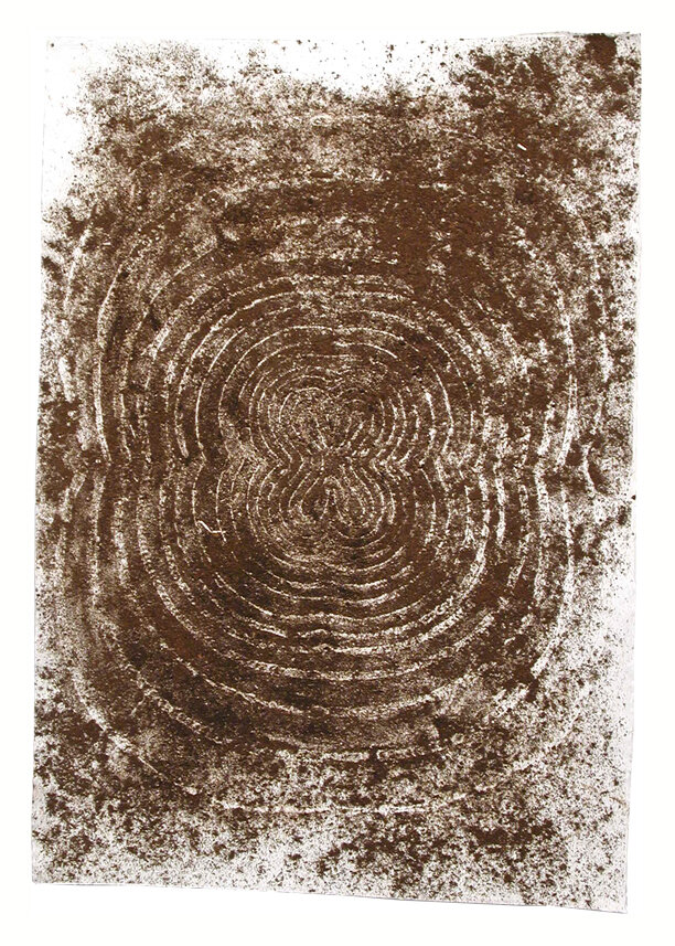   Mary Judge   Heaven &amp; Earth Series , 2000 Peat moss on cotton paper, embossed 24 1/2 x 35 1/4 Inches 