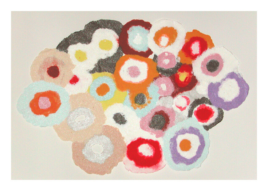   Nina Bovasso   Layered Multi-discs , 2004 Linen pulp paint 13x 19 Inches 