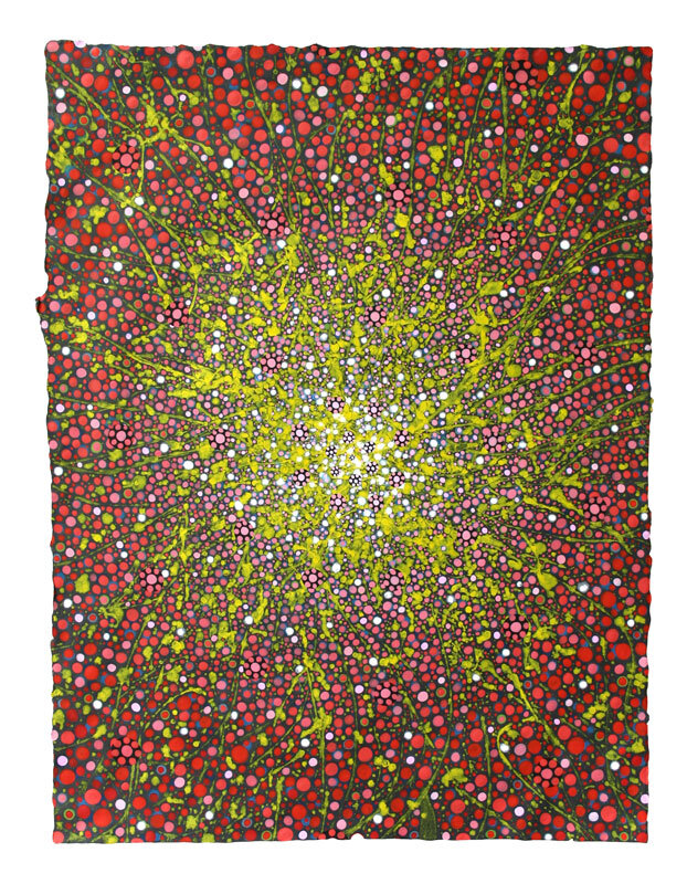   Barbara Takenaga   Untitled , 2005 Pigmented cotton with pulp paint, gouache and acrylic 23 x 17 1/2 inches 