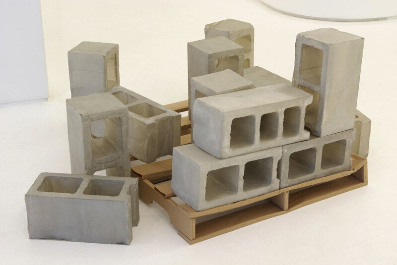   Sonya Blesofsky   Cinderblock &amp; Brick Study , 2007 Pigmented abaca 8 x 8x 16 Inches each 