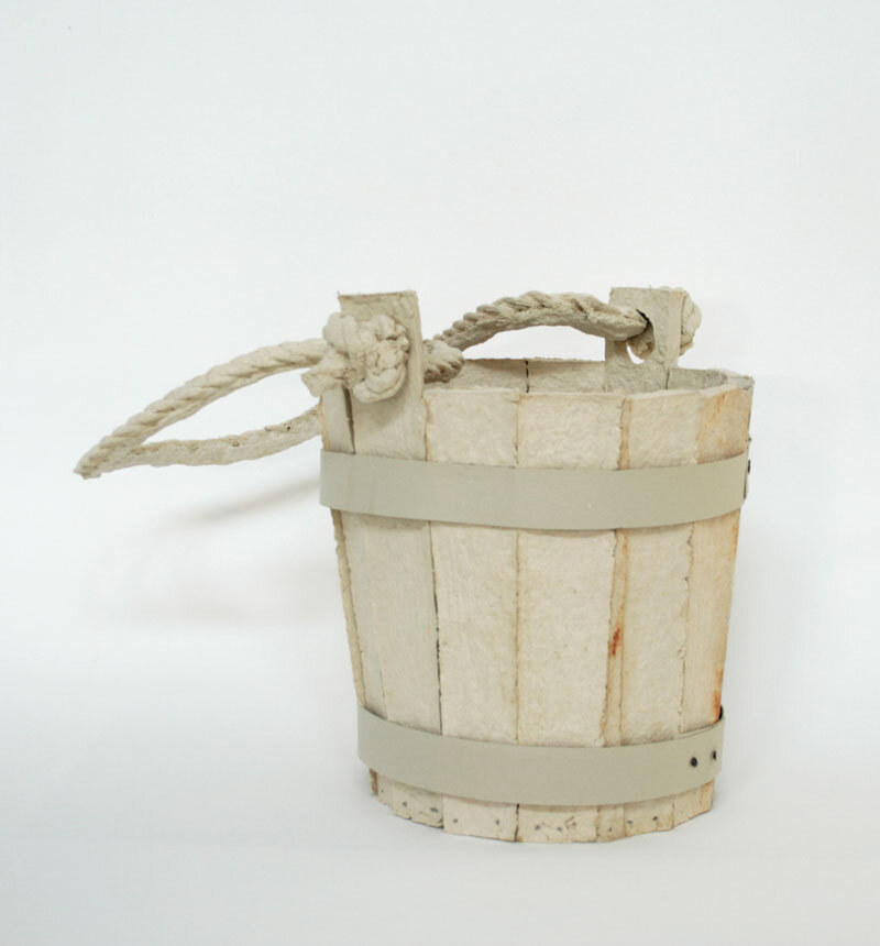   Peter Simensky   Wishing Well Bucket  , 2008 Cast paper with stenciled paper base Edition of 3 13 x 13.5 x 19 inches each 