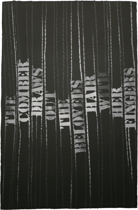   Alyssa Pheobus   Comber , 2009 stenciled linen pulp on cotton base sheet 60 x 40 inches 