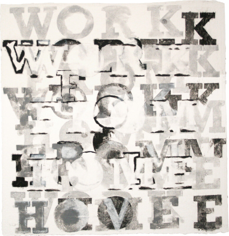   Matt Keegan   Work From Home (Monoprint #2) , 2010 stenciled linen pulp paint on cotton base sheet 20 x 20 inches 