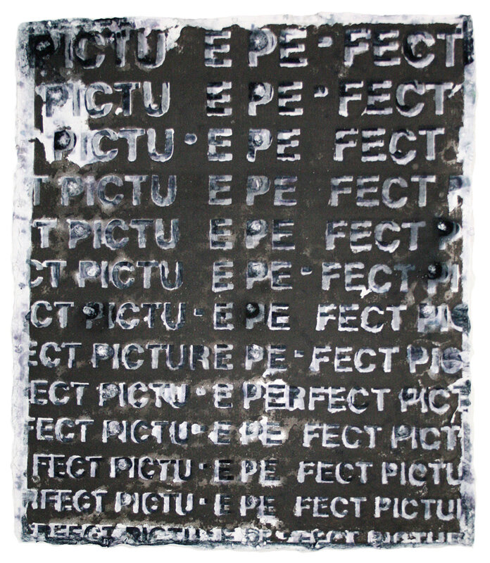   Matt Keegan   Picture Perfect (Monoprint #3) , 2010 stenciled pigmented linen pulp on cotton handmade paper 26 1/2 x 22 1/2 inches 