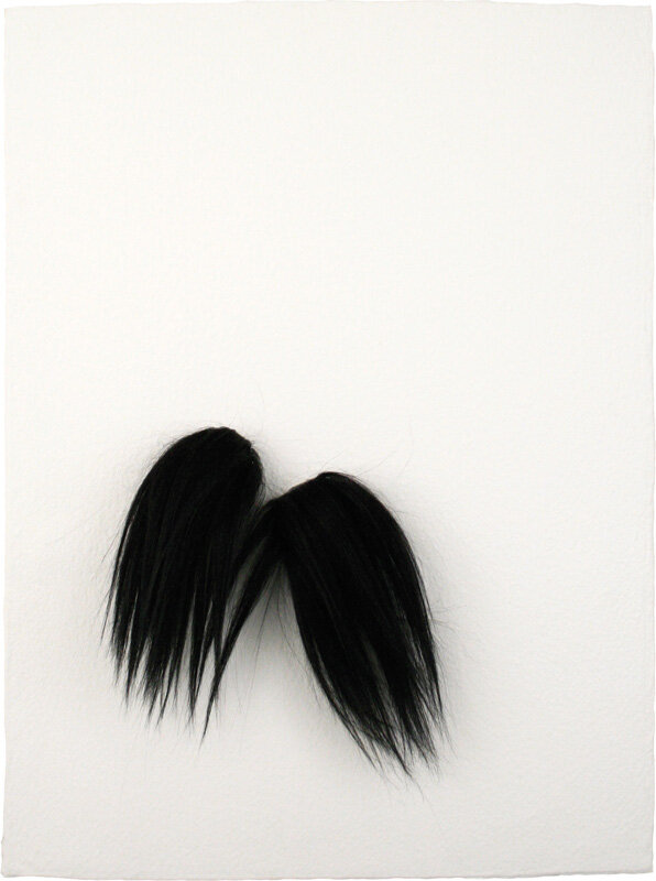   Nina Lola Bachhuber   Untitled , 2011 human hair in cast cotton base sheet 30 x 22 inches 