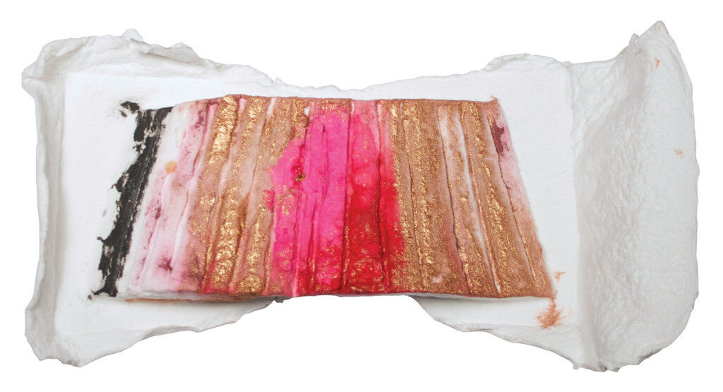   Tamara Zahaykevich   Linda Wings , 2014 Pigmented cotton, linen, and abaca, and powdered pigment 5 1/4 x 10 1/4 x 1 5/8 inches 