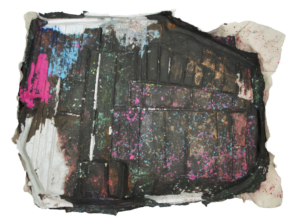   Tamara Zahaykevich   Night Cap , 2014 Pigmented cotton, linen, and abaca, and powdered pigment 27 1/2 x 34 1/8 x 4 1/4 inches 