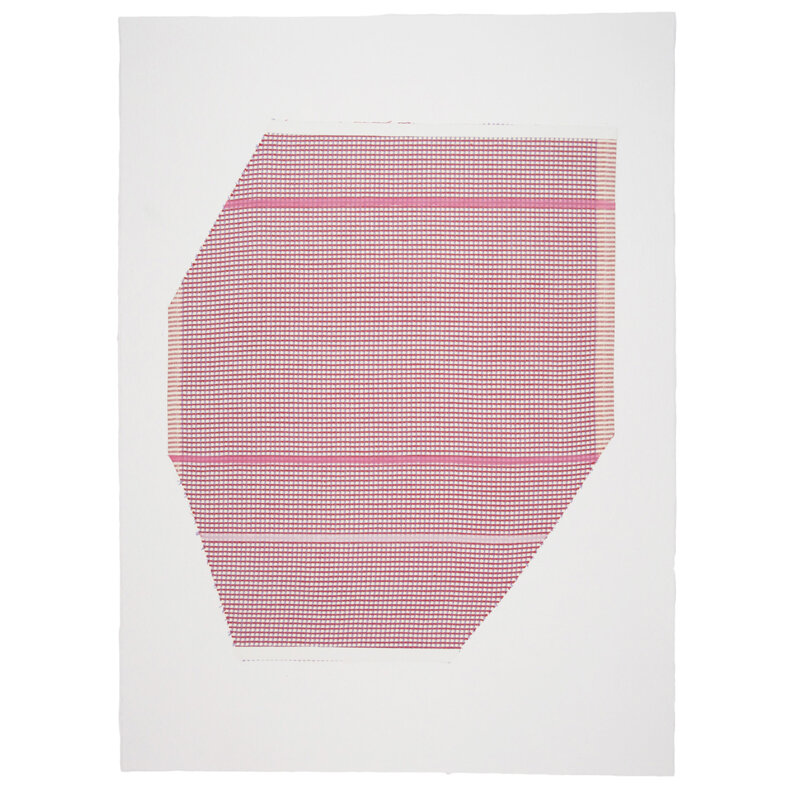   Lael Marshall   Bocana , 2014 Pigmented abaca, on cotton dishtowel, on cotton base sheet 30 x 22 inches 