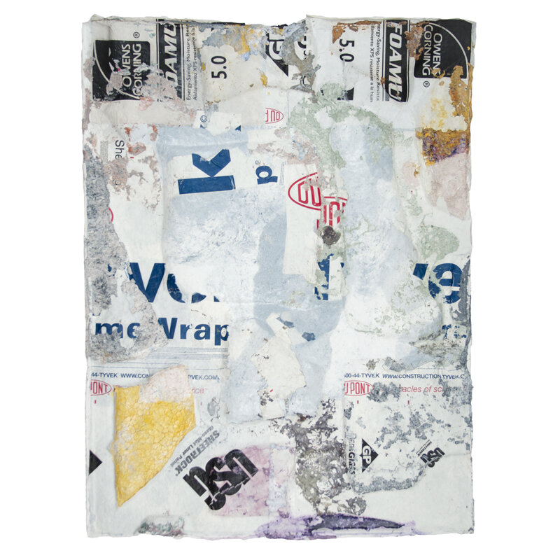   Ethan Greenbaum   Broken Logos w. Stone Simulation , 2015. Pigment print on kozo digital paper, cast pigmented linen on cotton base sheet, UV varnish. 33 x 24 x 1 inches. 
