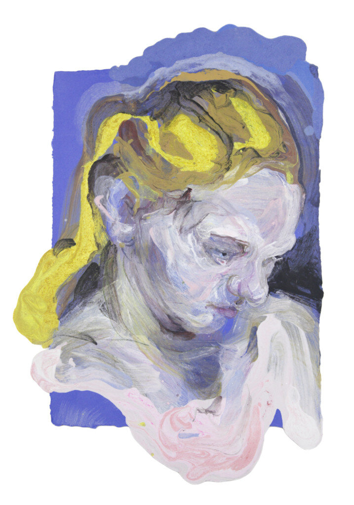   Natalie Frank   Portrait (Woman IV) , 2015. Linen pulp paint on cotton base sheet. 31 x 21 inches 