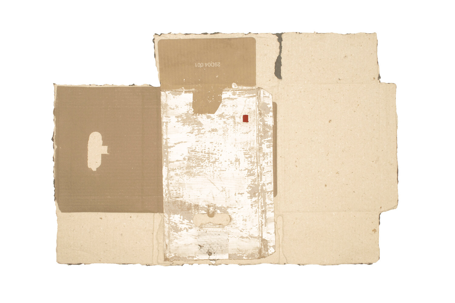   Lisa Sigal   Curbside (Grey Flag) , 2016 Painted cardboard collage, cast pigmented cardboard and cotton pulp 32 1/2 x 21 1/2 inches 