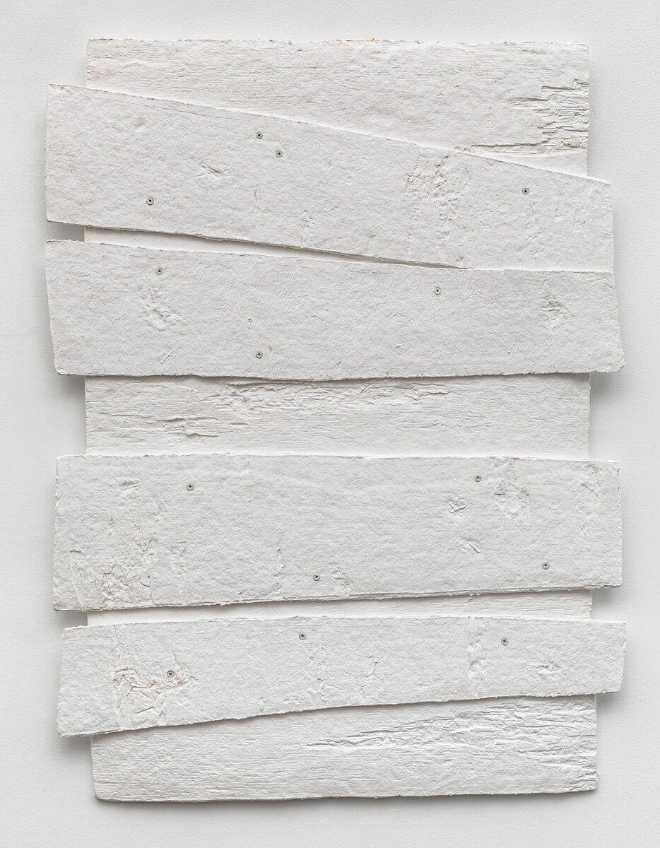   Diana Shpungin   Don't Let The Light In 4 (White) , 2018 Casting cotton paper pulp, linen paper 34 x 27 x 1 inches Image copyright and courtesy of Etienne Frossard. 