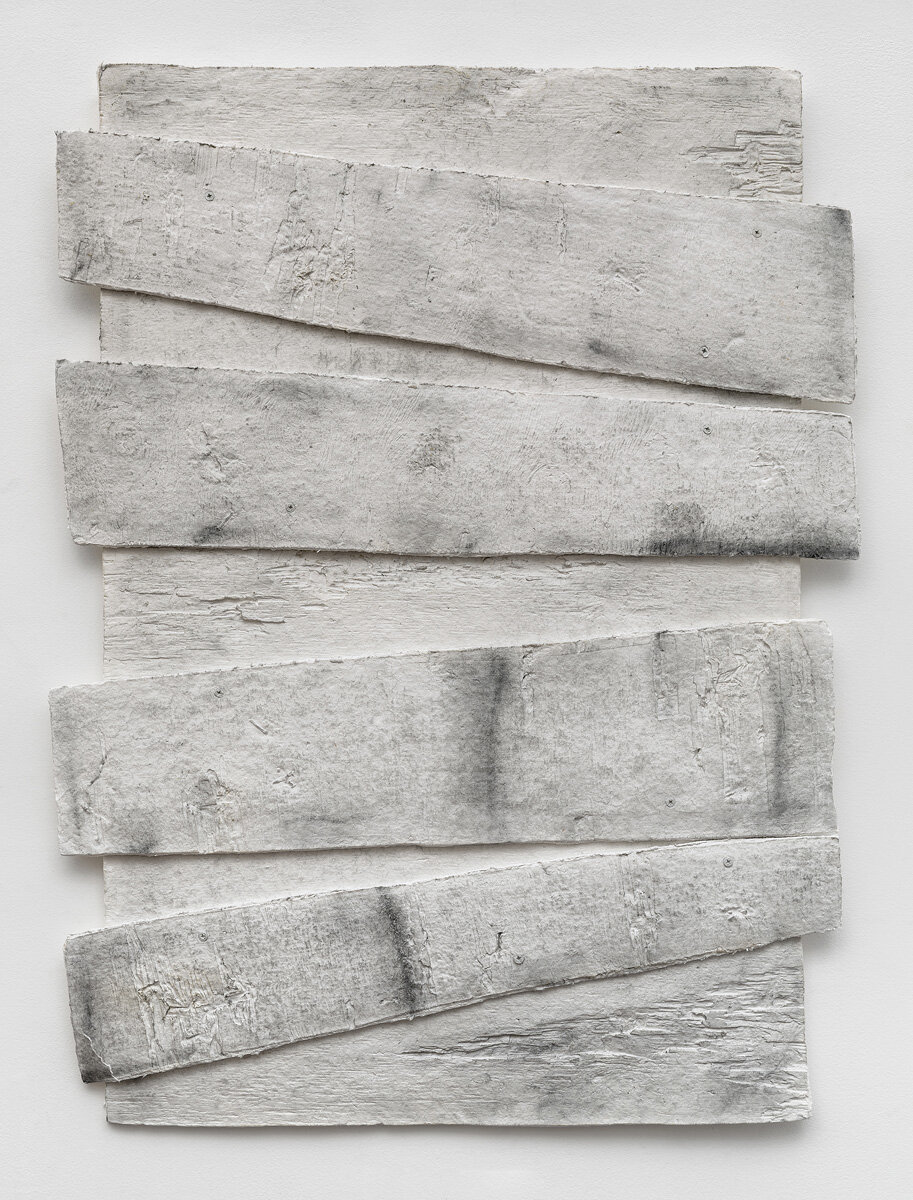   Diana Shpungin   Don't Let The Light In 4 (Stained) , 2018 Graphite, casting cotton paper pulp, linen paper 36 x 46 x 1 inches Image copyright and courtesy of Etienne Frossard. 