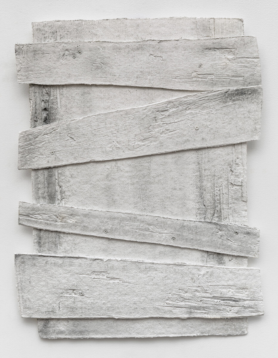   Diana Shpungin   Don't Let The Light In 2 (Stained) , 2018 Graphite, casting cotton paper pulp, linen paper 34 x 27 x 1 inches Image copyright and courtesy of Etienne Frossard. 