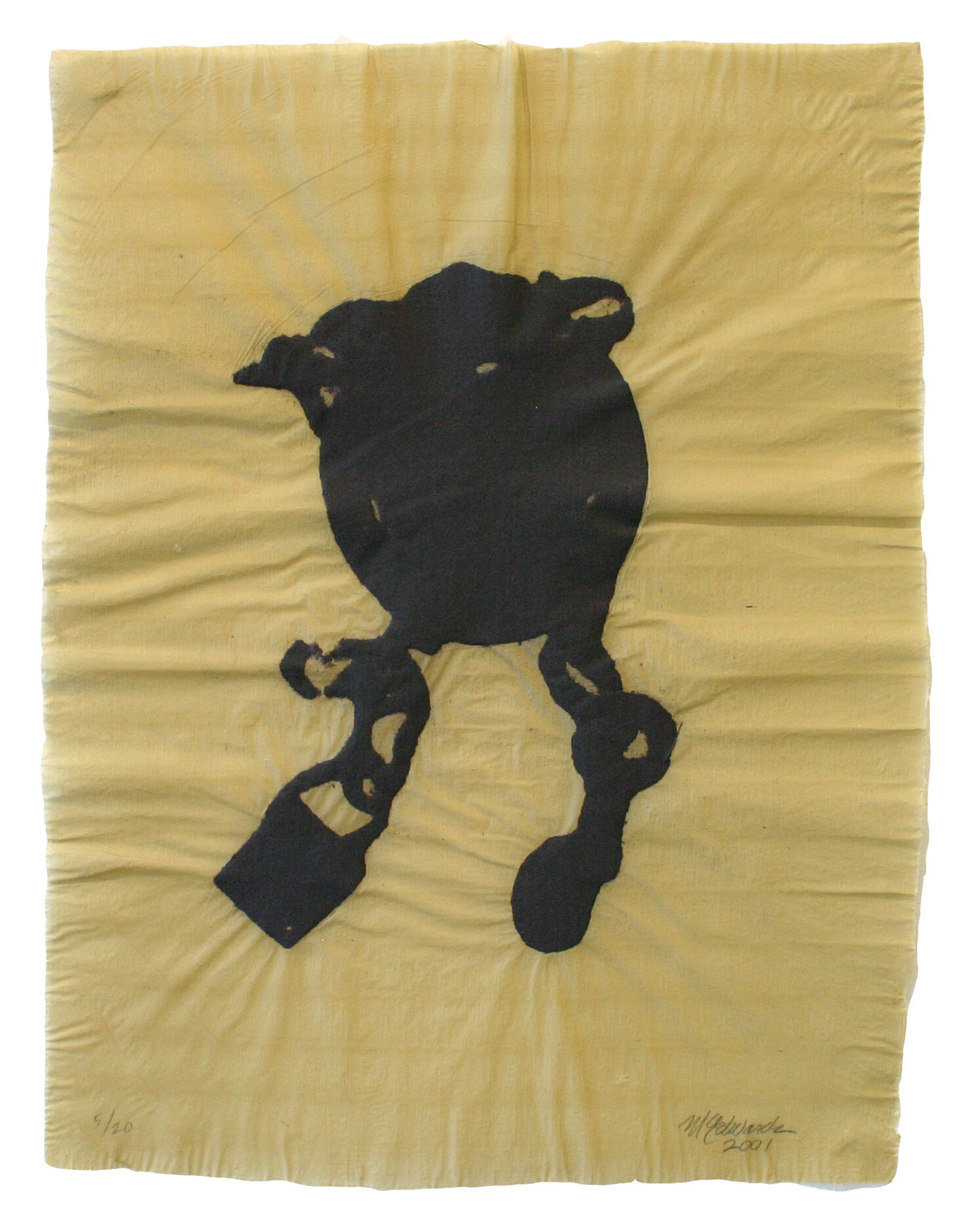  Melvin Edwards,  Fragments &amp; Shadows , 2001, Stenciled cotton rag pulp on linen base sheet, pigment, 22 x 17 inches.  