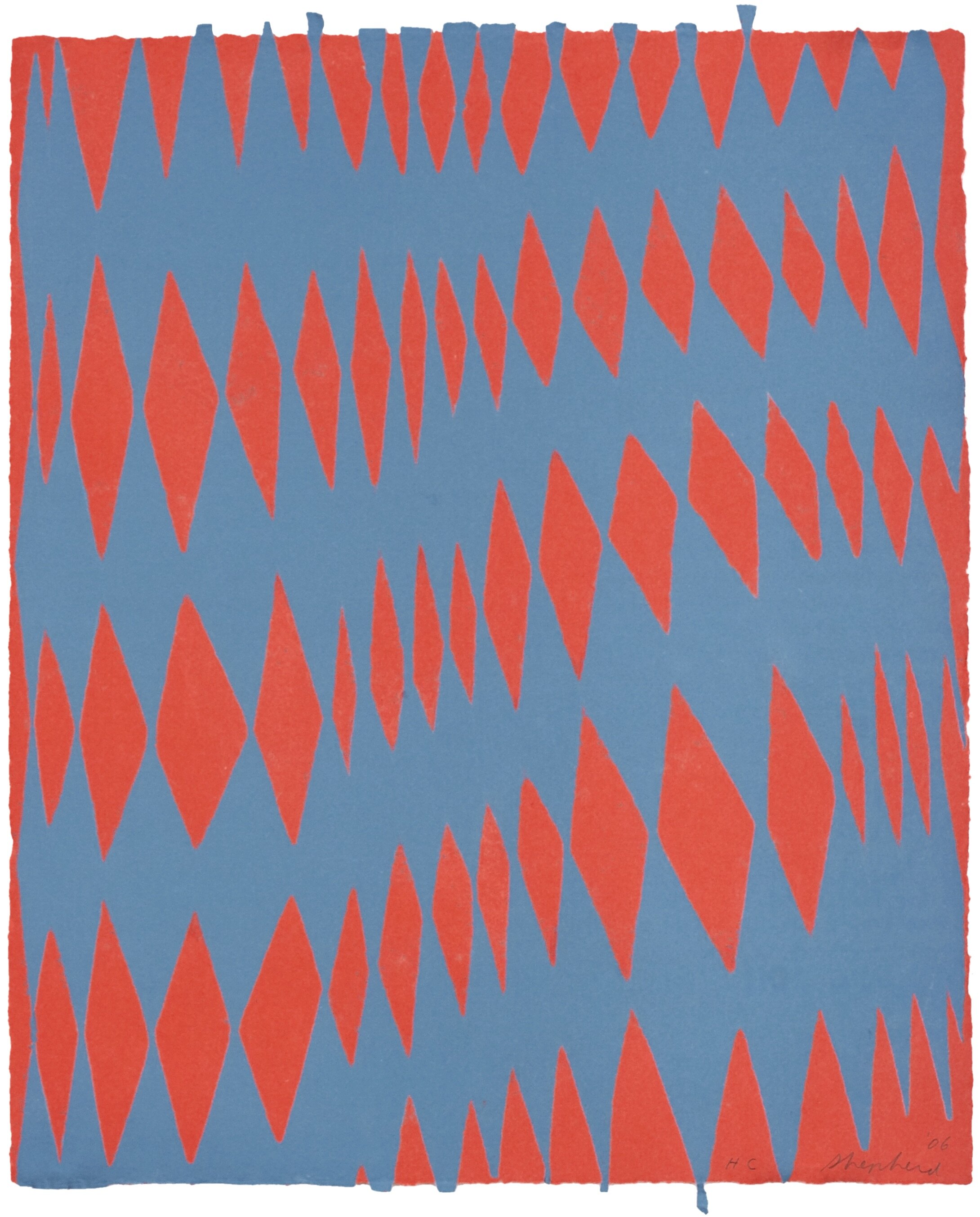  Kate Shepherd,  Rondeau,  2006, Pigmented linen blowout on pigmented linen-cotton base sheet, 15.5 x 12.5 inches. 