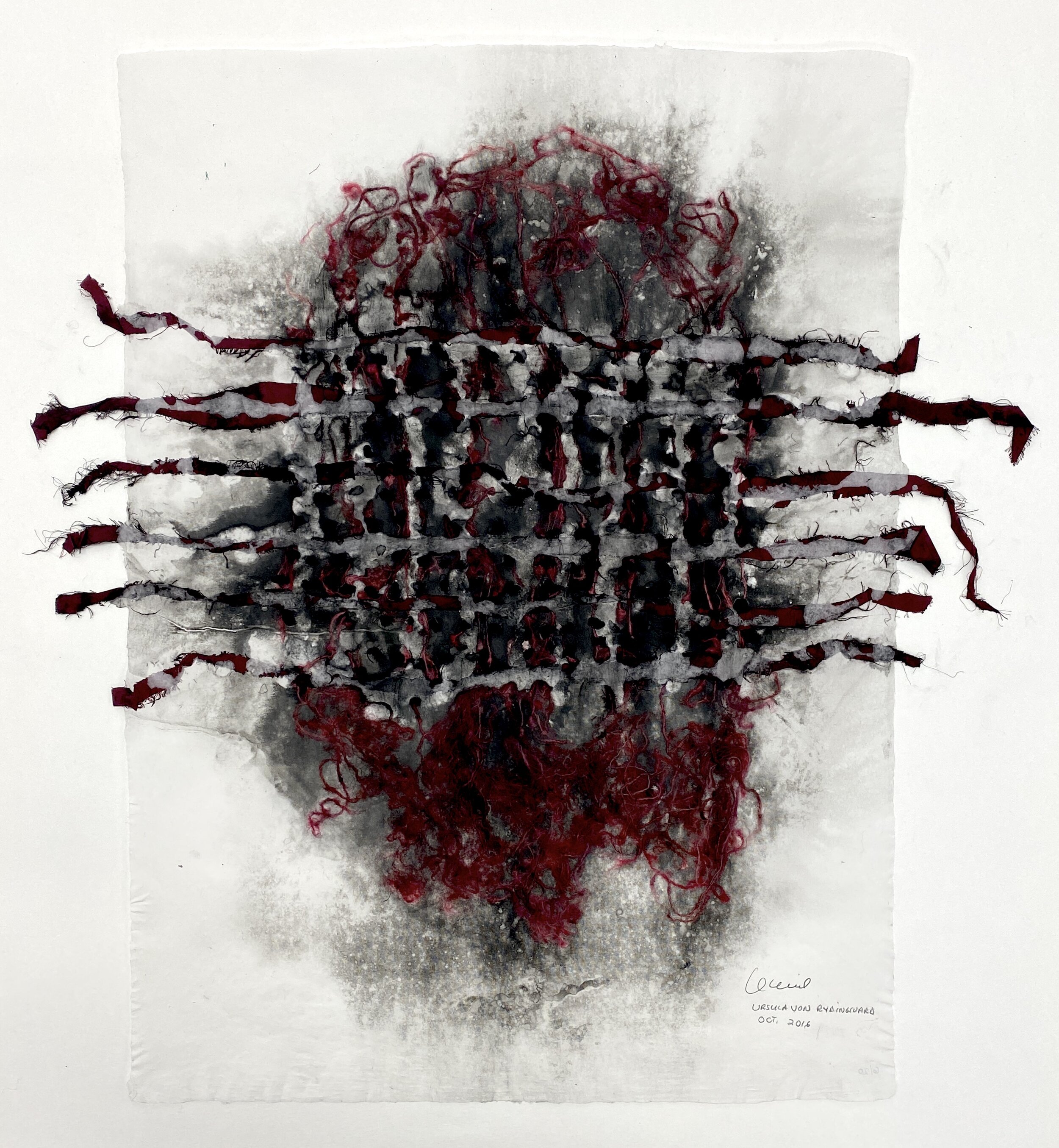  Ursula Von Rydingsvard,  Kasia , 2016, Silk, pigment, linen and handmade paper, 29.5 x 26 inches. 