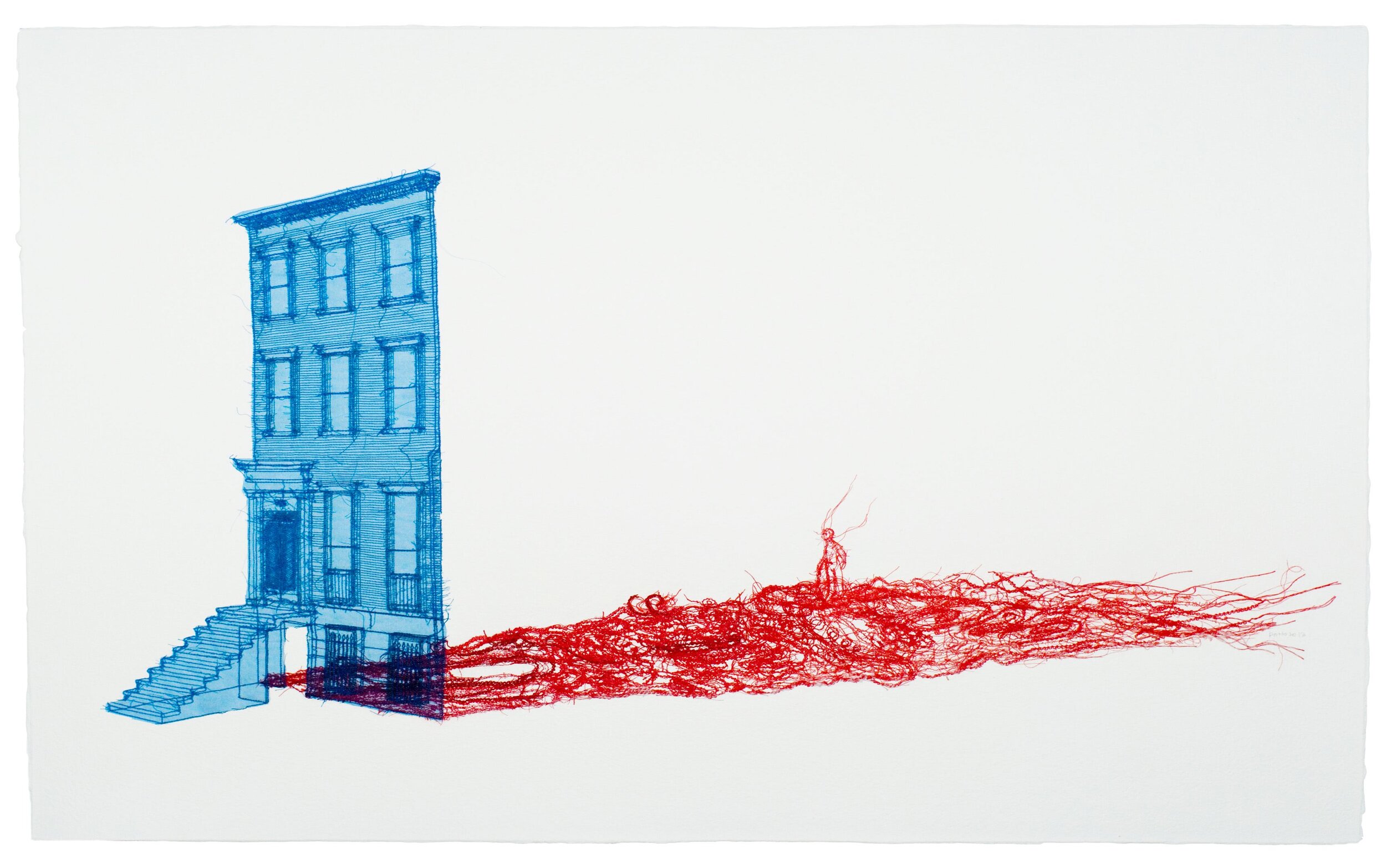  Do Ho Suh,  Blueprint,  2013, Thread, cotton, methyl cellulose, 30 x 40 inches. 