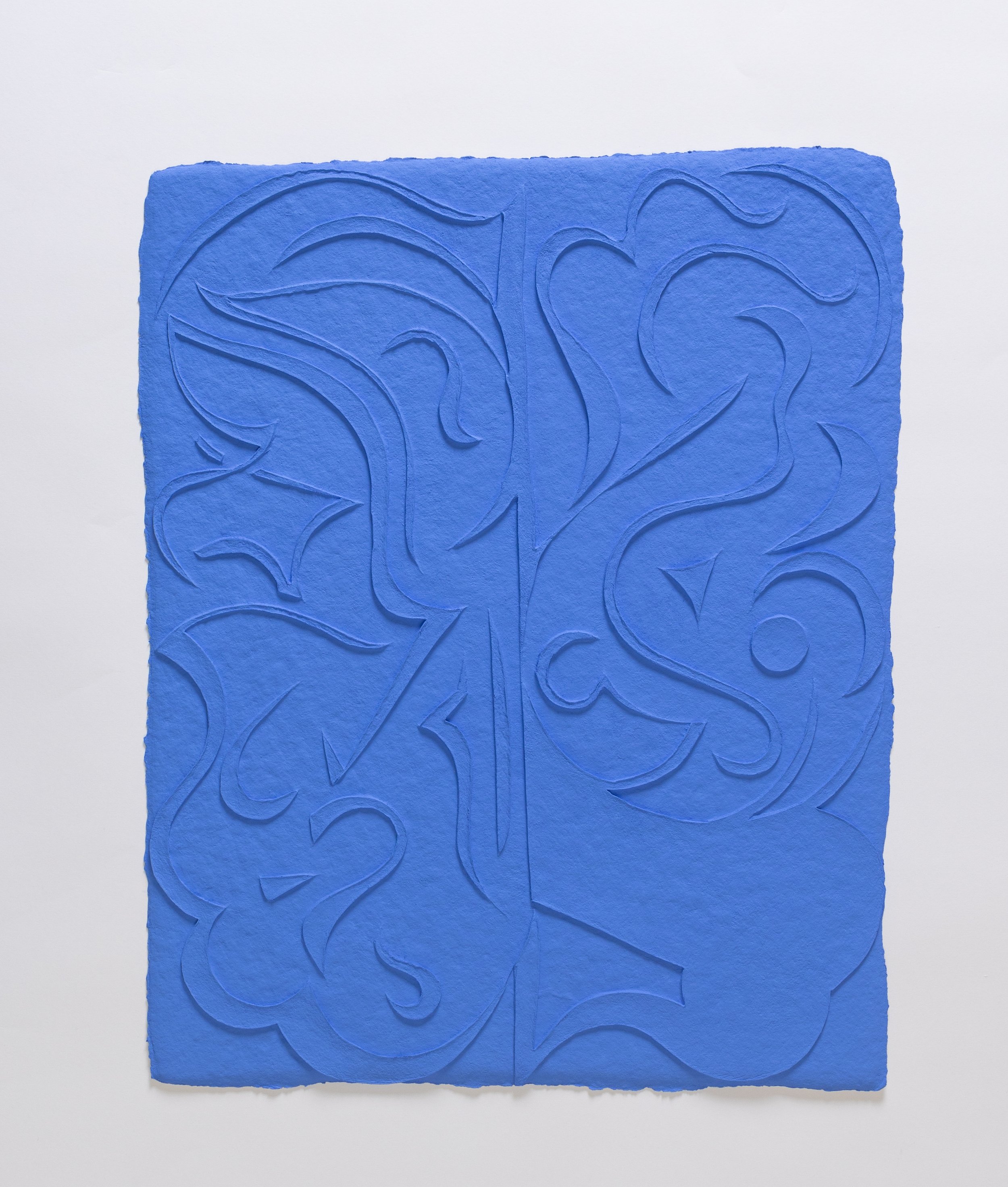  Tracy Thomason  Blue Brain , 2023 Embossed cotton, dispersed pigments, and gouache 