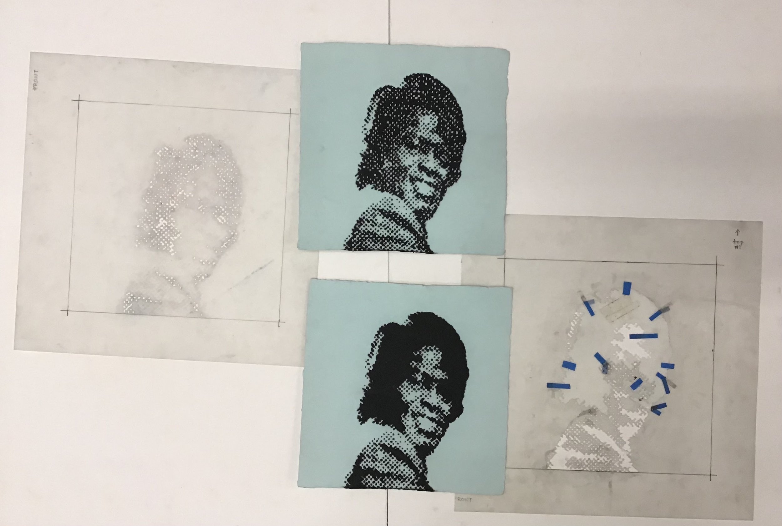  Didactic of Glenn Ligon's&nbsp; Self-portrait at 9 years old , 2008.&nbsp;Stenciled pulp on handmade paper, 12 x 12 inches.&nbsp; 