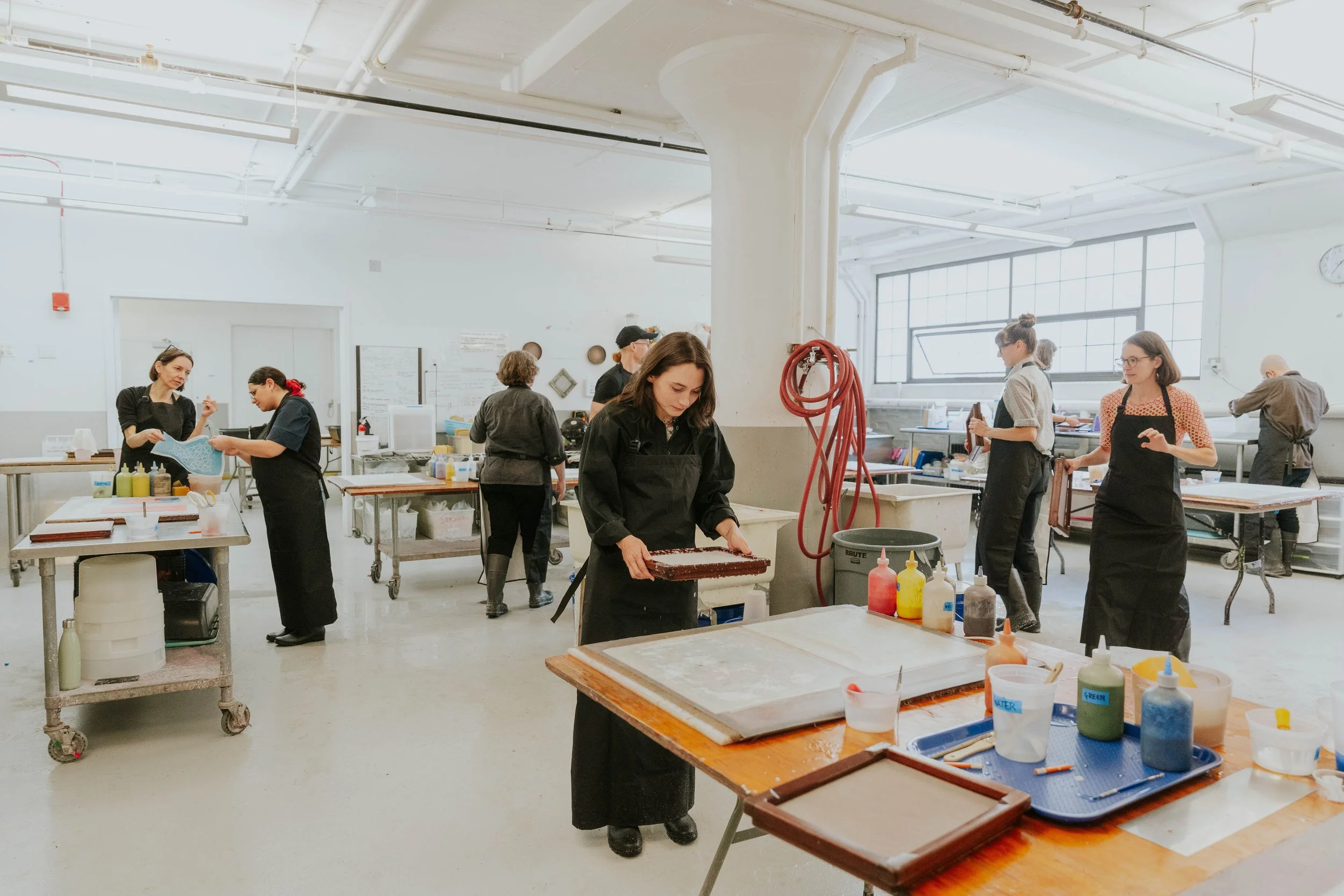   Beyond the Substrate Seminar  participants work in Dieu Donné Studio 
