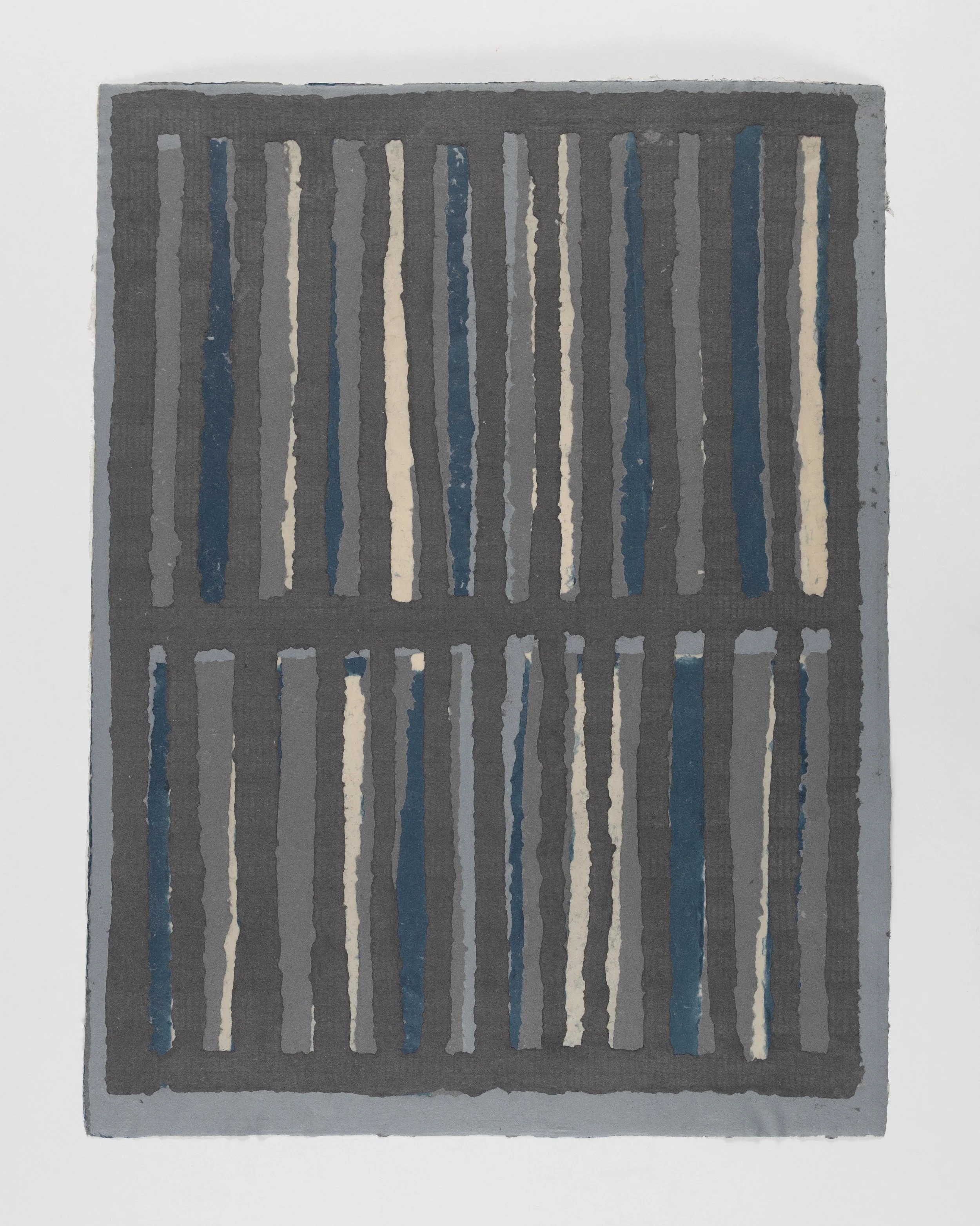  Sam Moyer,  Soft Mod 17 , 2025.  Handmade cotton and abaca paper. 24.50h x 18.50w in 