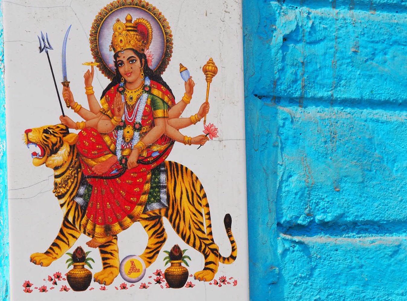 Hindu Goddess Durga is said to be the protective mother force, to promote peace, prosperity and good dharma for all. This devotion to community, co-creation and shared prosperity is a central way of being in rural Uttar Pradesh.