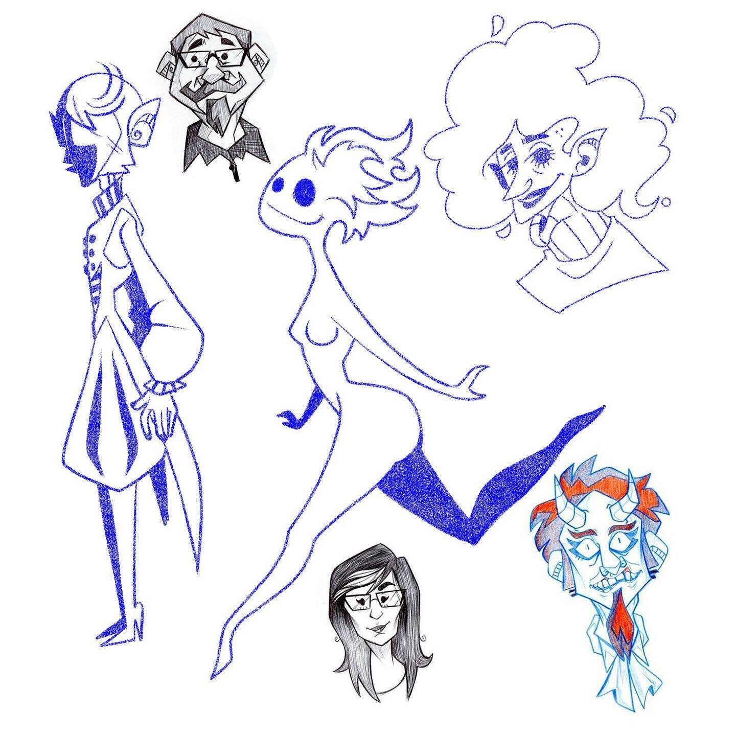 Just some random sketches. The Pied Piper from my own story. He&rsquo;s faceless but can change up his image so no one knows what he really looks like. Then the lady up at the top right is a Beatnik. She&rsquo;s made of cigarette ash. #dannyelfman #o
