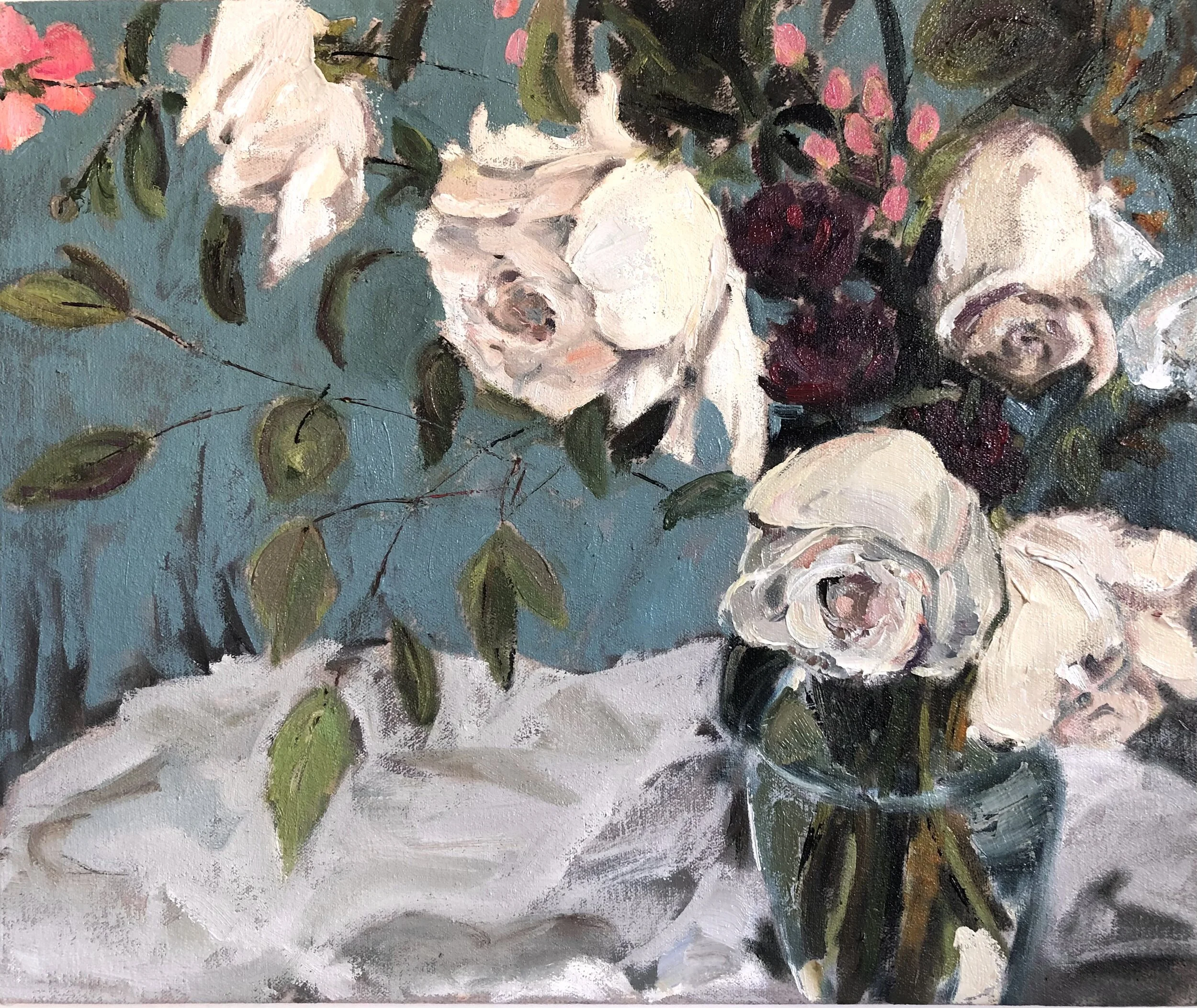  White Roses  2021  15 x 20 SOLD 